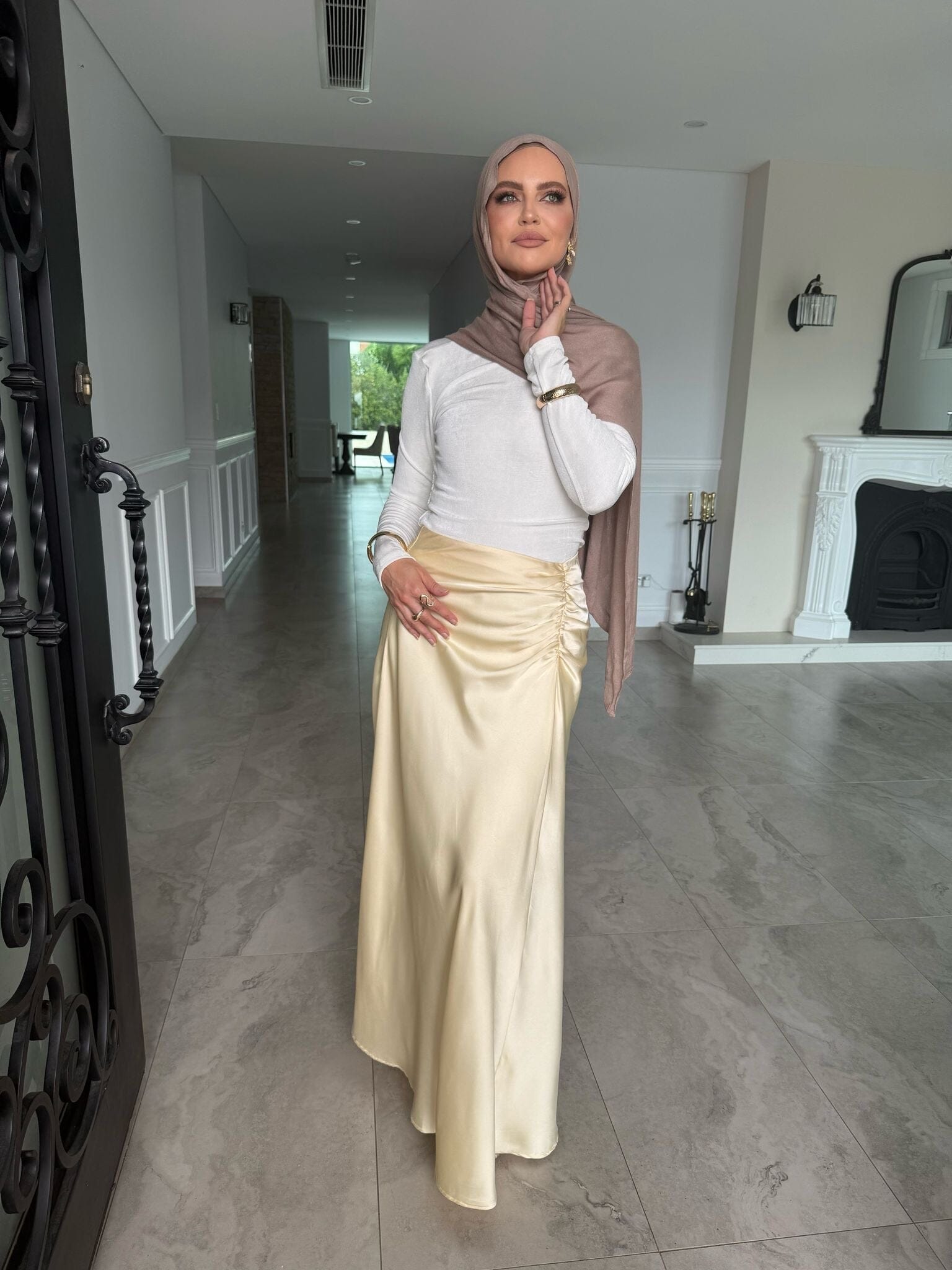 Satin Gathered Skirt