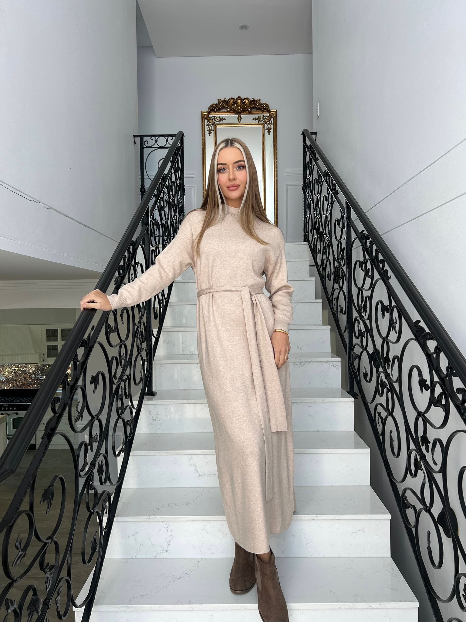 ladder knit mini dress Alivya Off-Shoulder Knit Mini Dress Butter