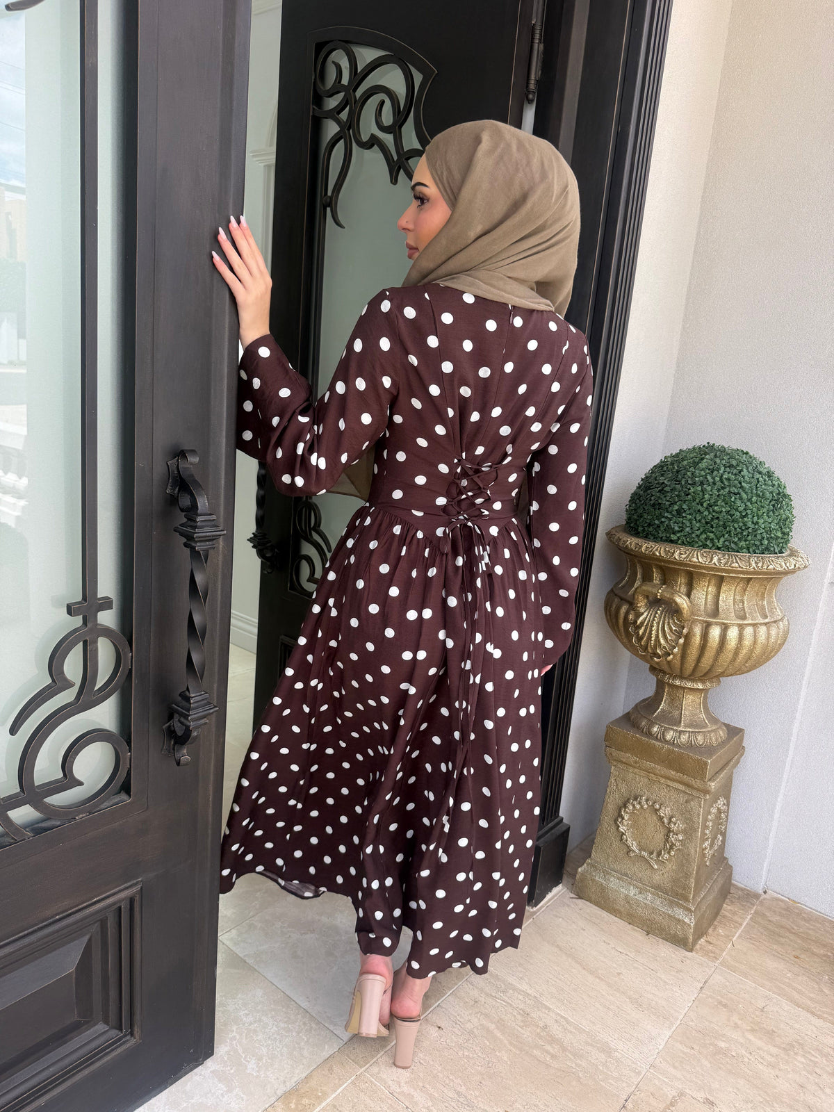 Cinched Polka Dot Dress