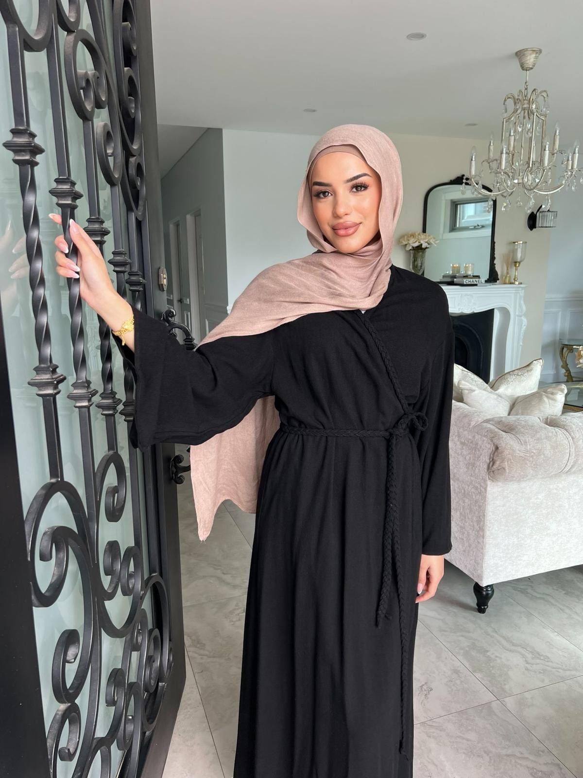 Braided Linen Wrap Dress