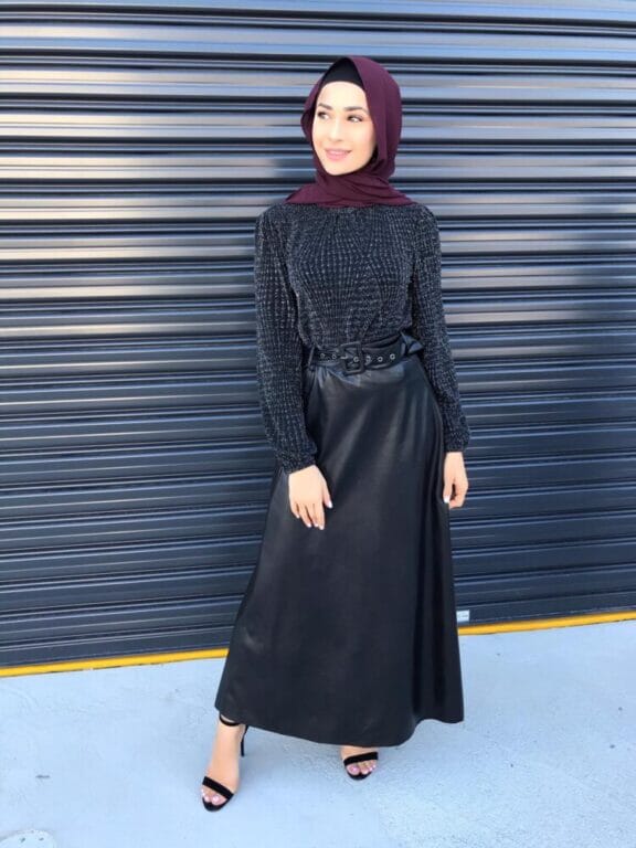 Belted Leather Skirt