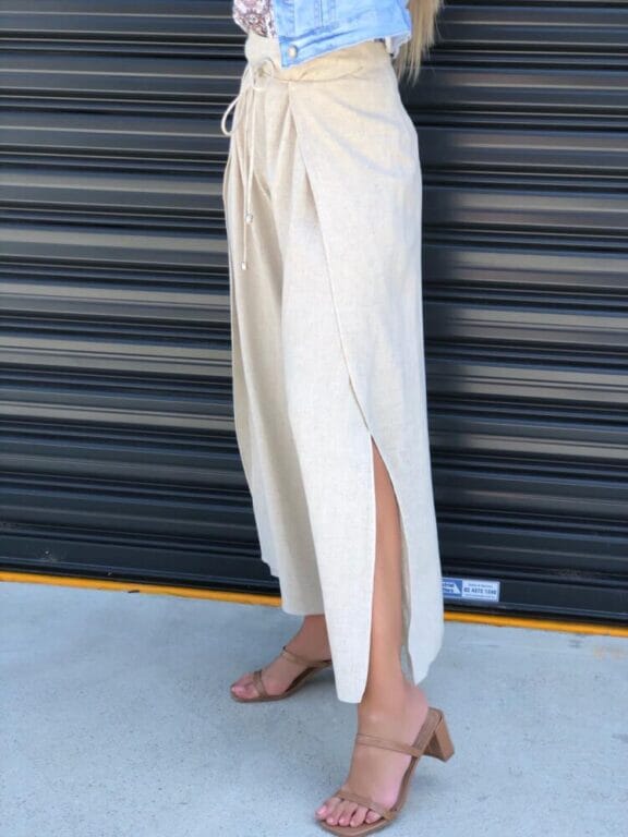 Split Nude Linen Pants