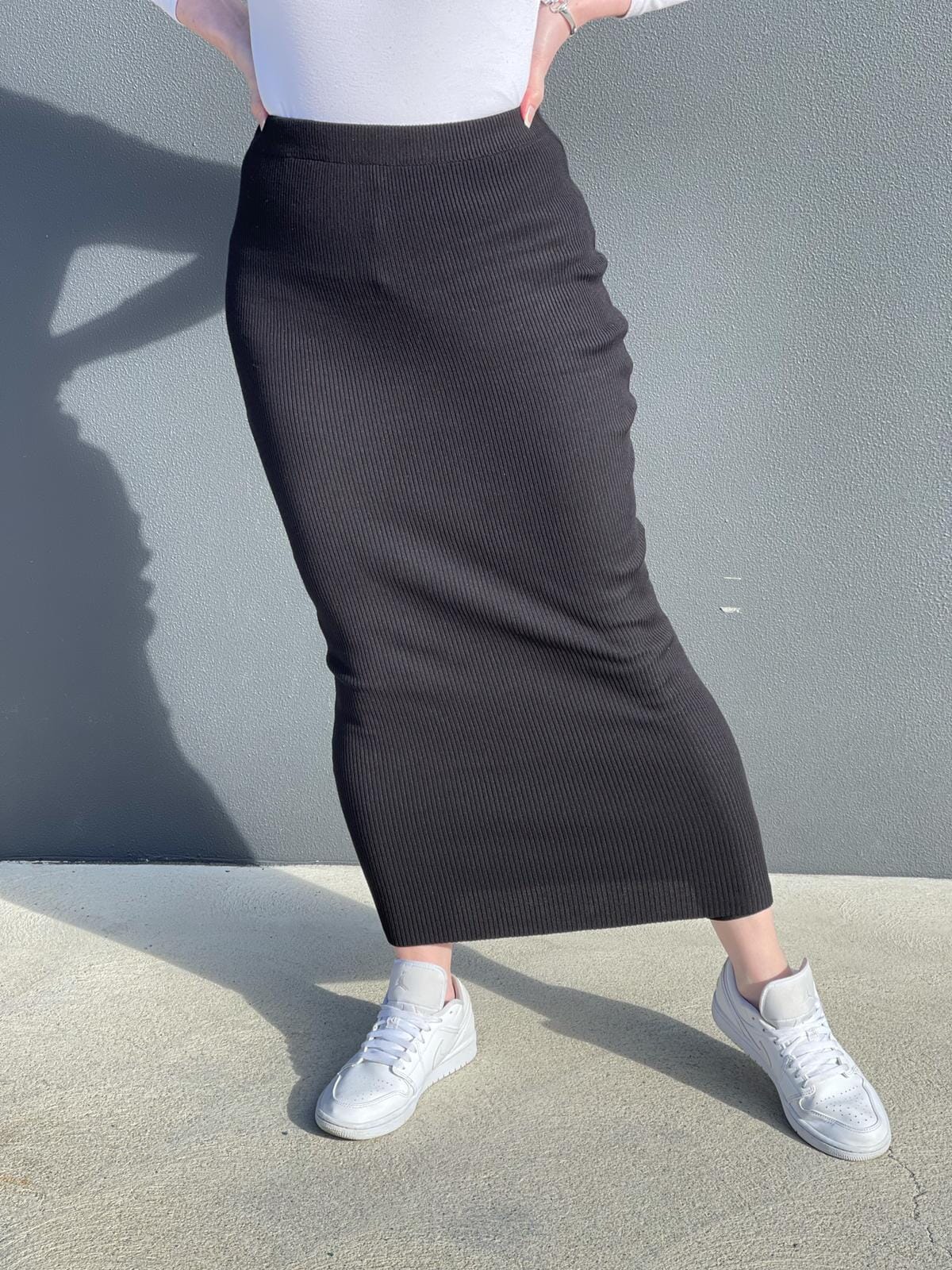 Pencil Ribbed Skirt