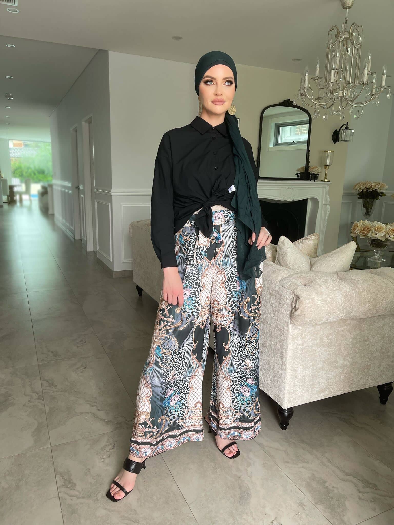 Midnight Aqua Beaded Pants