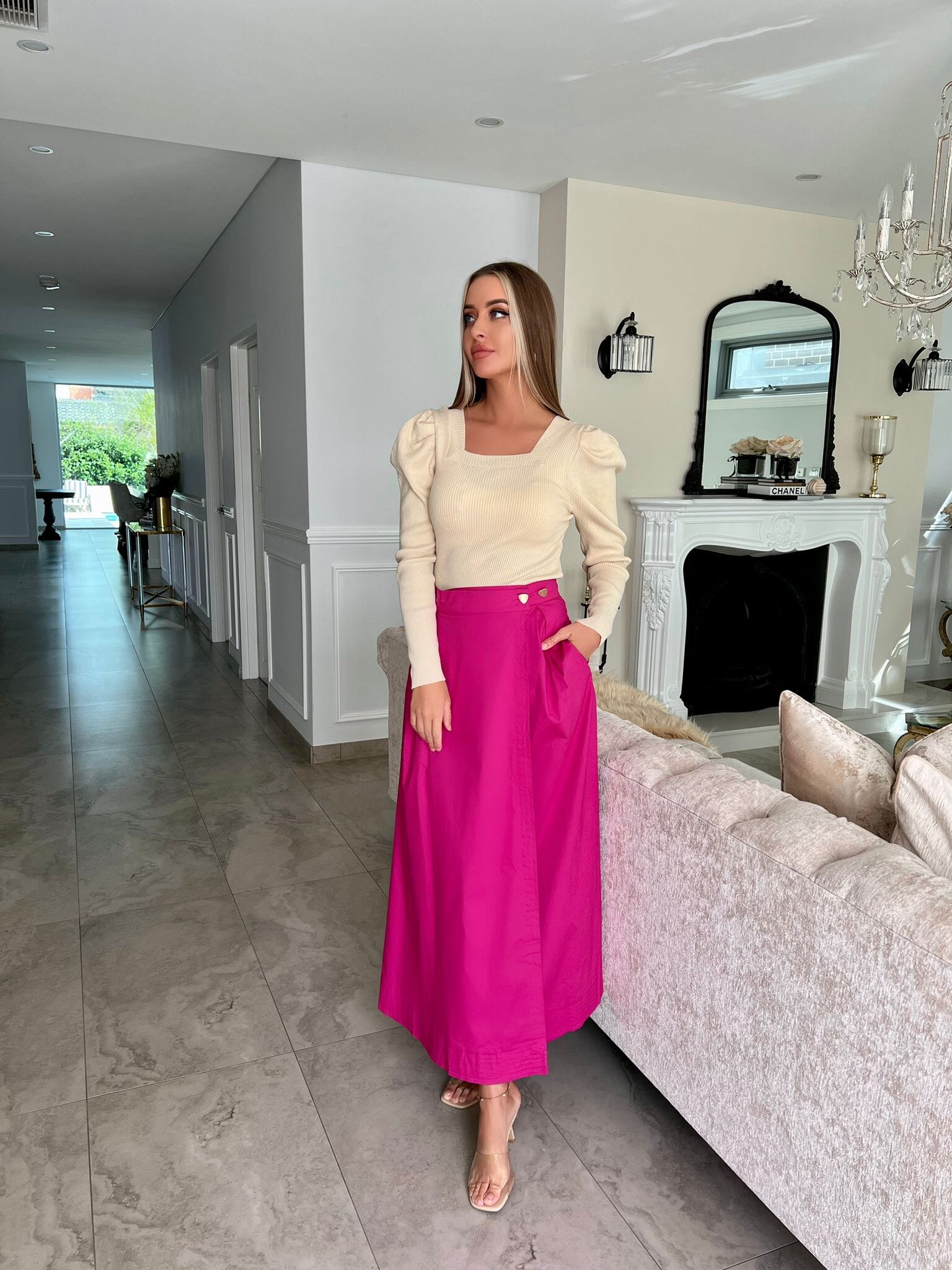 Wrap Gold Button Skirt