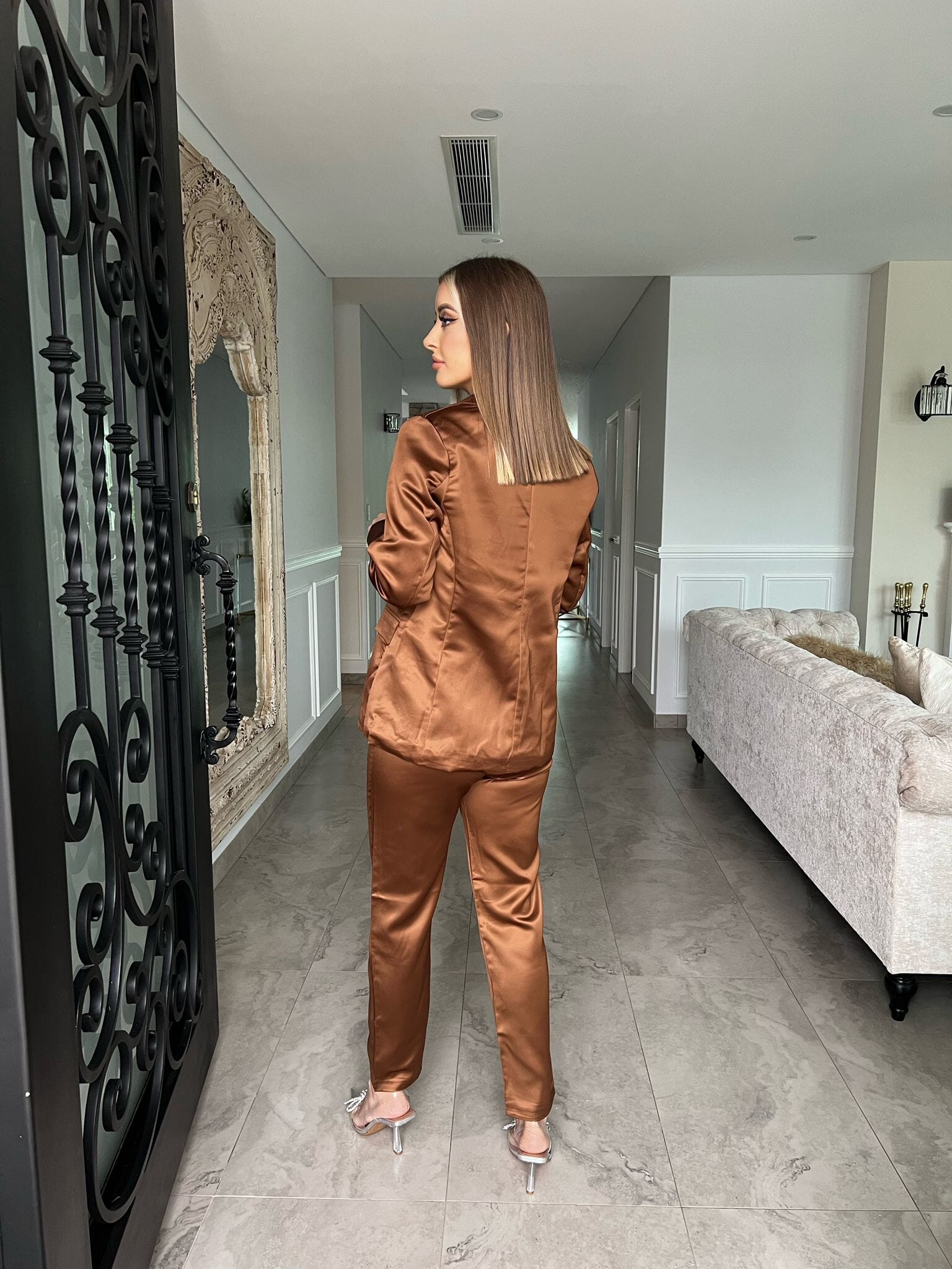 Brown Satin Pants