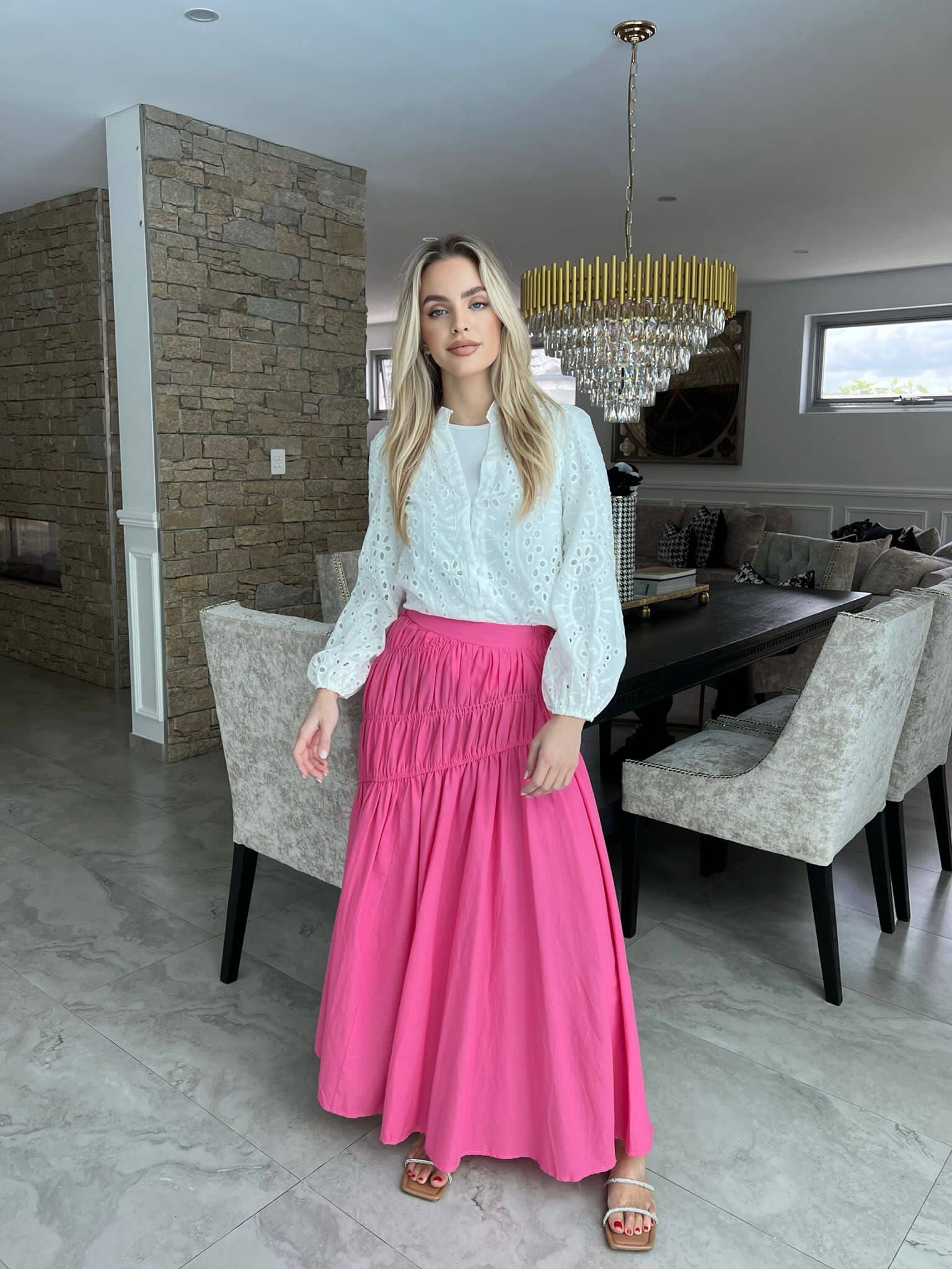 Pink Gathered Skirt