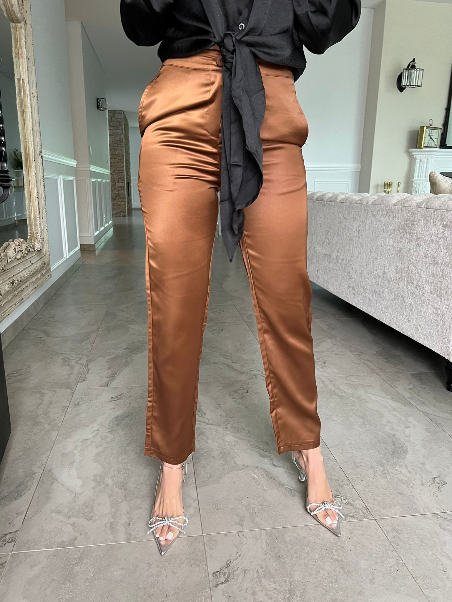 Brown Satin Pants