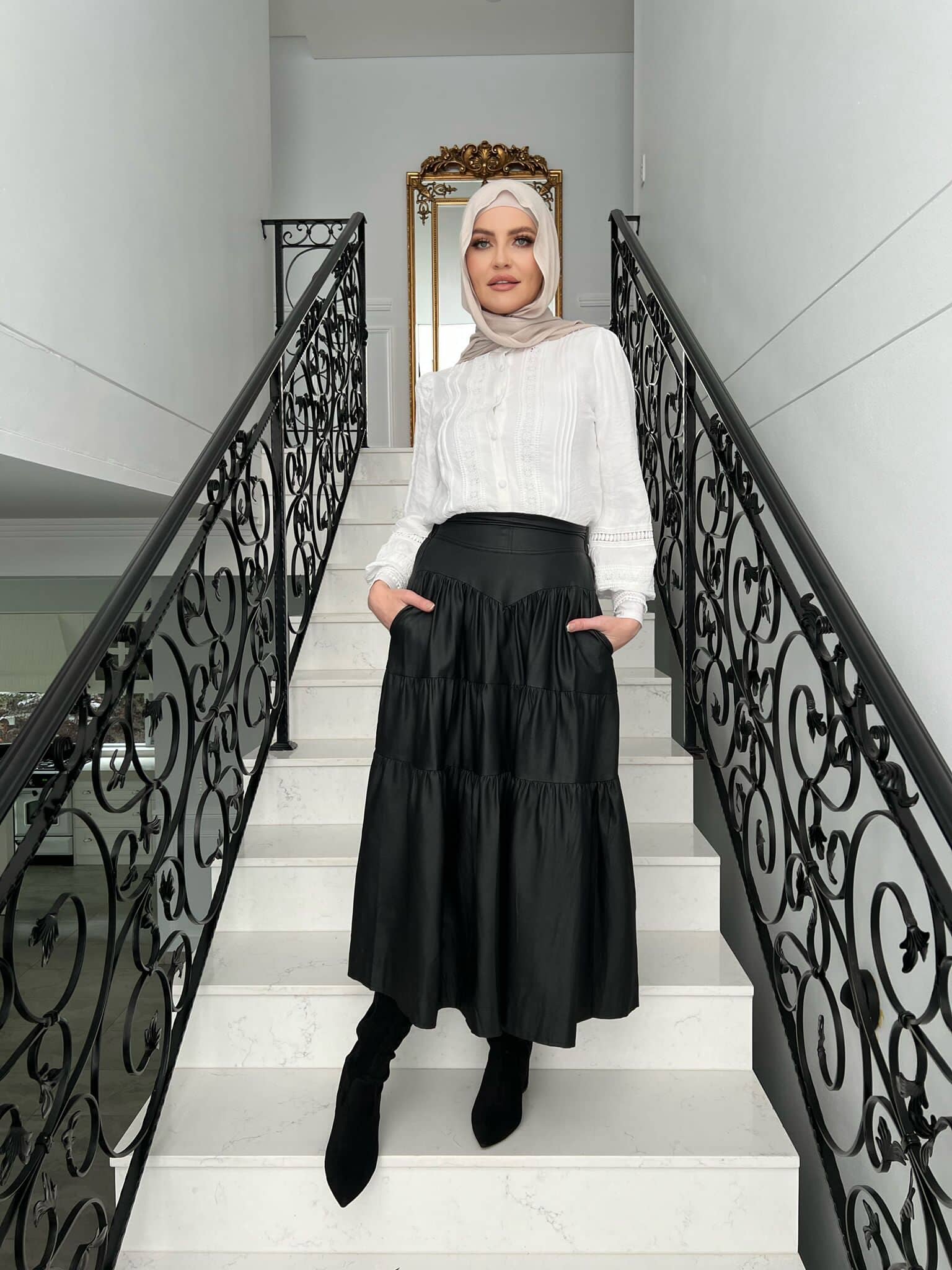 PU Flowy Ruffle Skirt