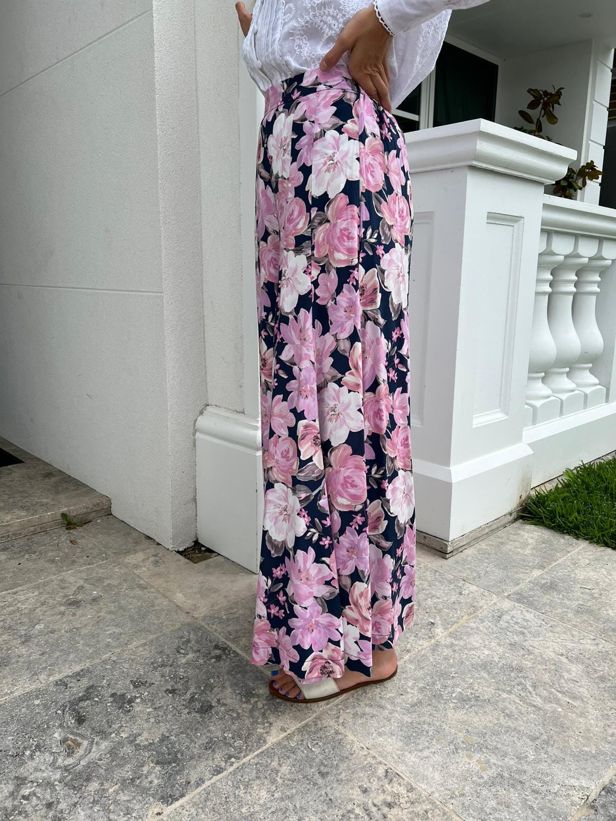 Blush Floral Wide Leg Pants