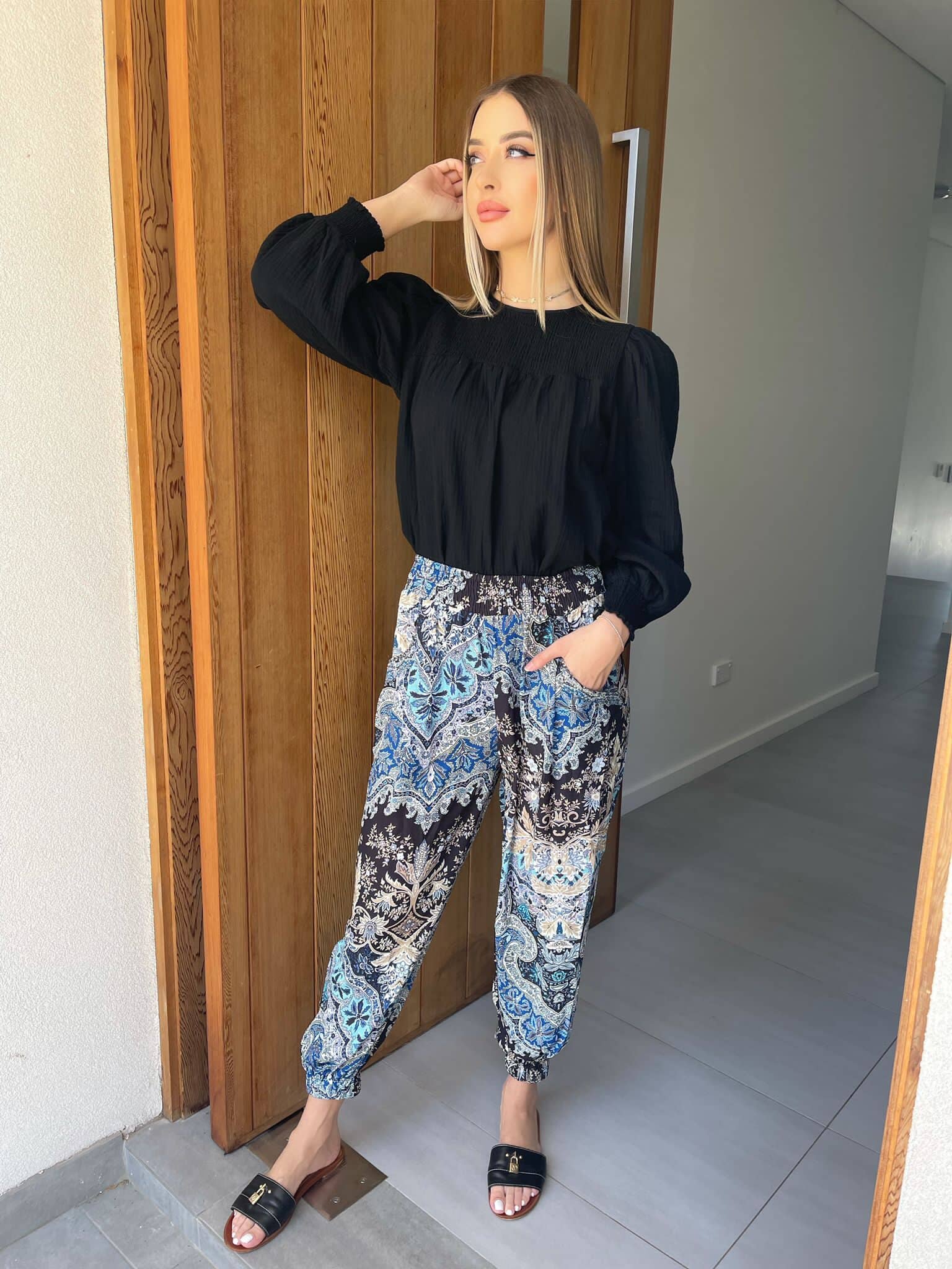 Blue Mint Beaded Pants