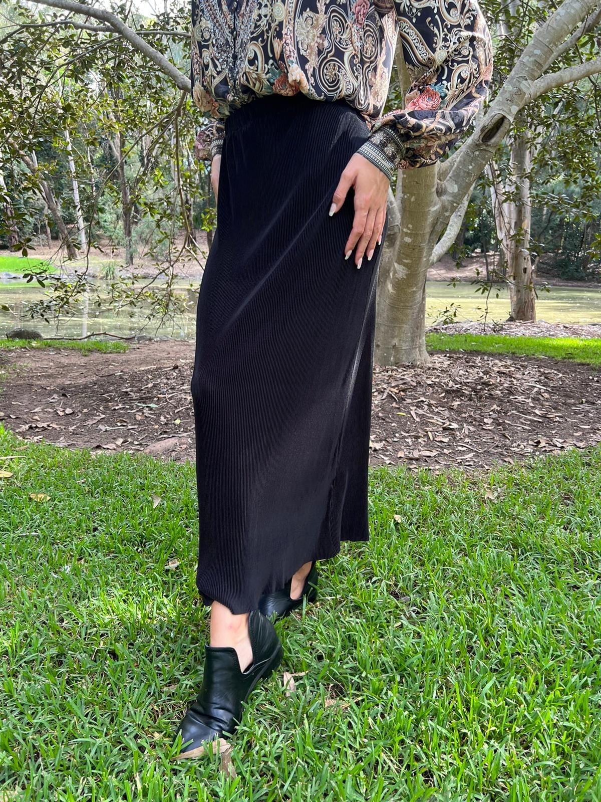 Pleated Pencil Skirt