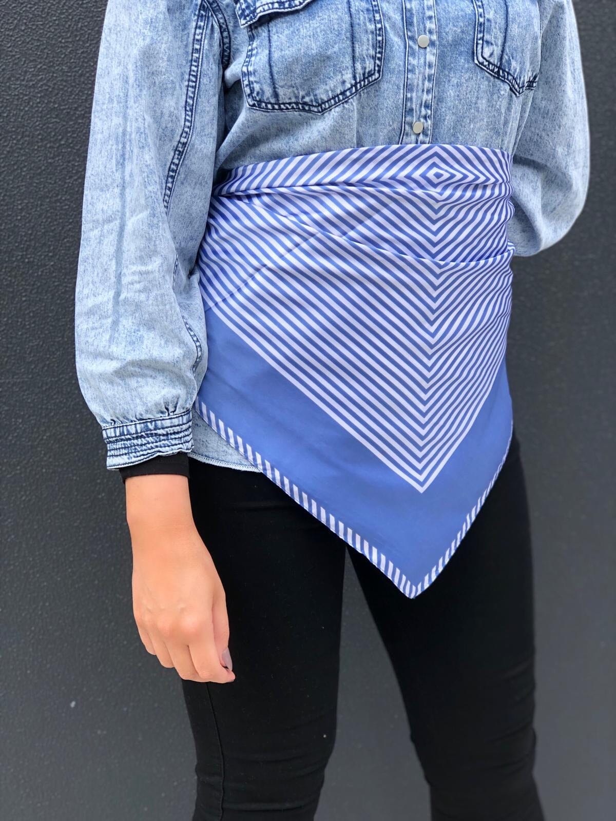 Blue Stripe Satin Scarf