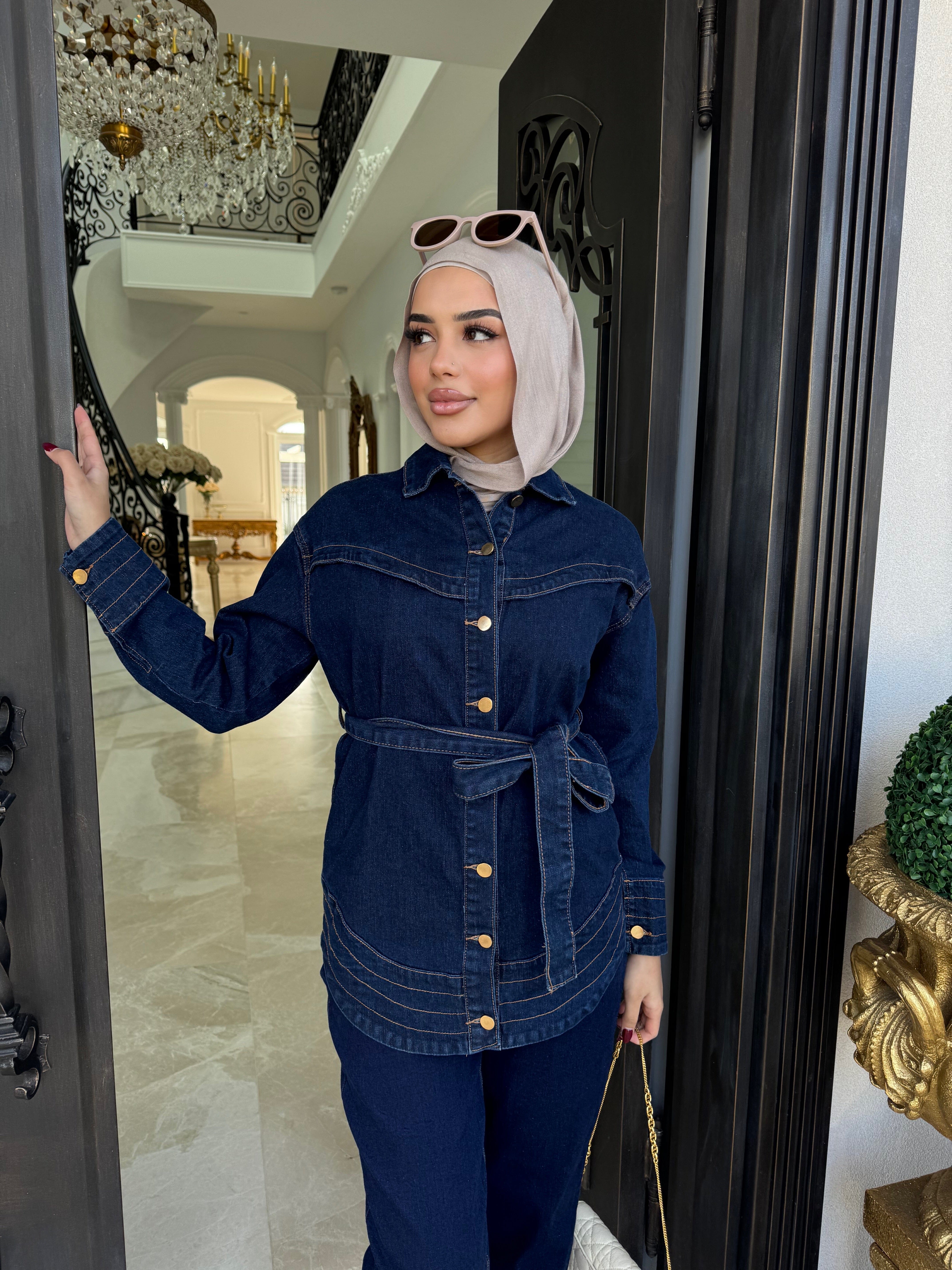 Contrast Denim Set