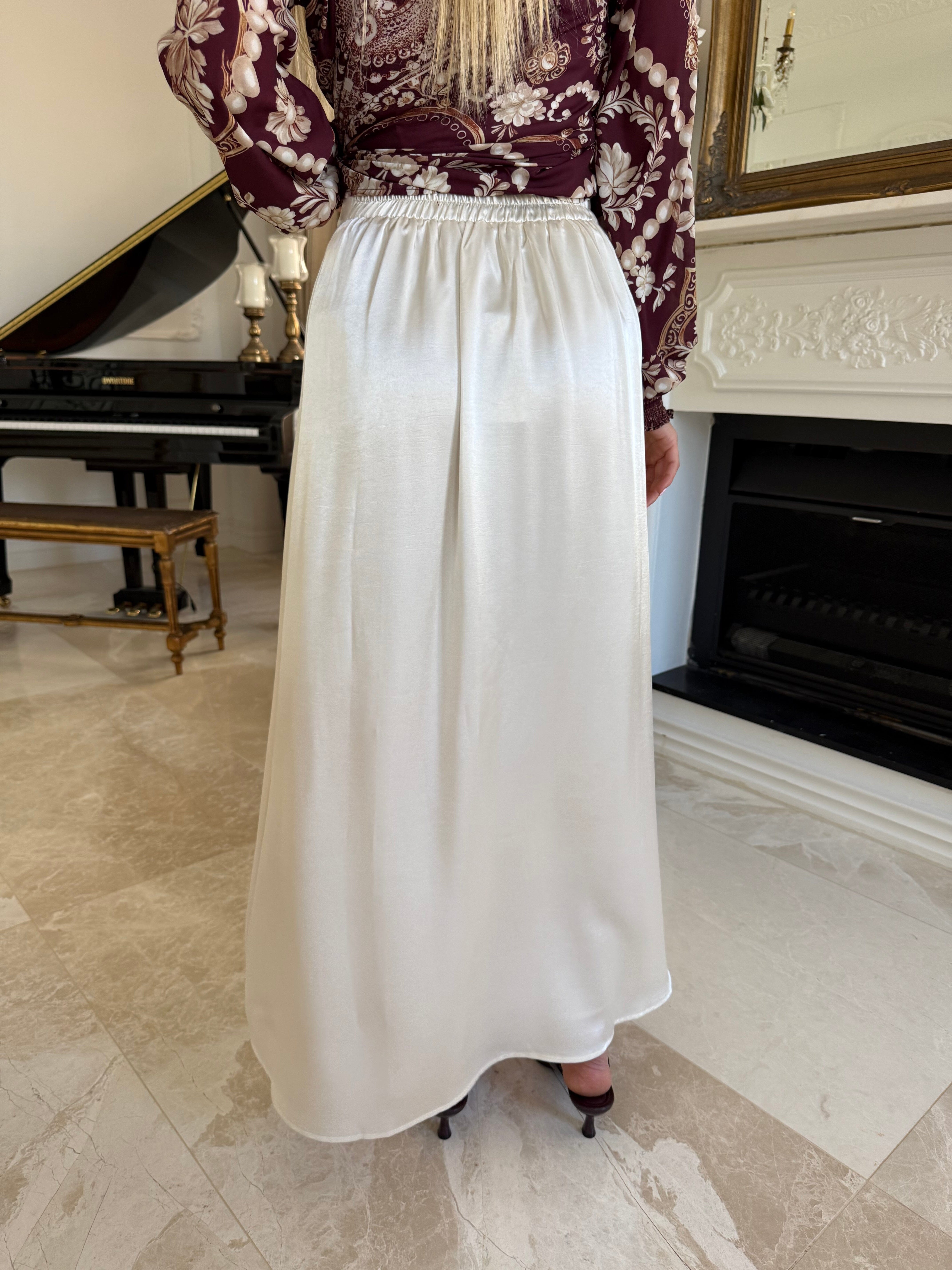 Off White Satin Skirt