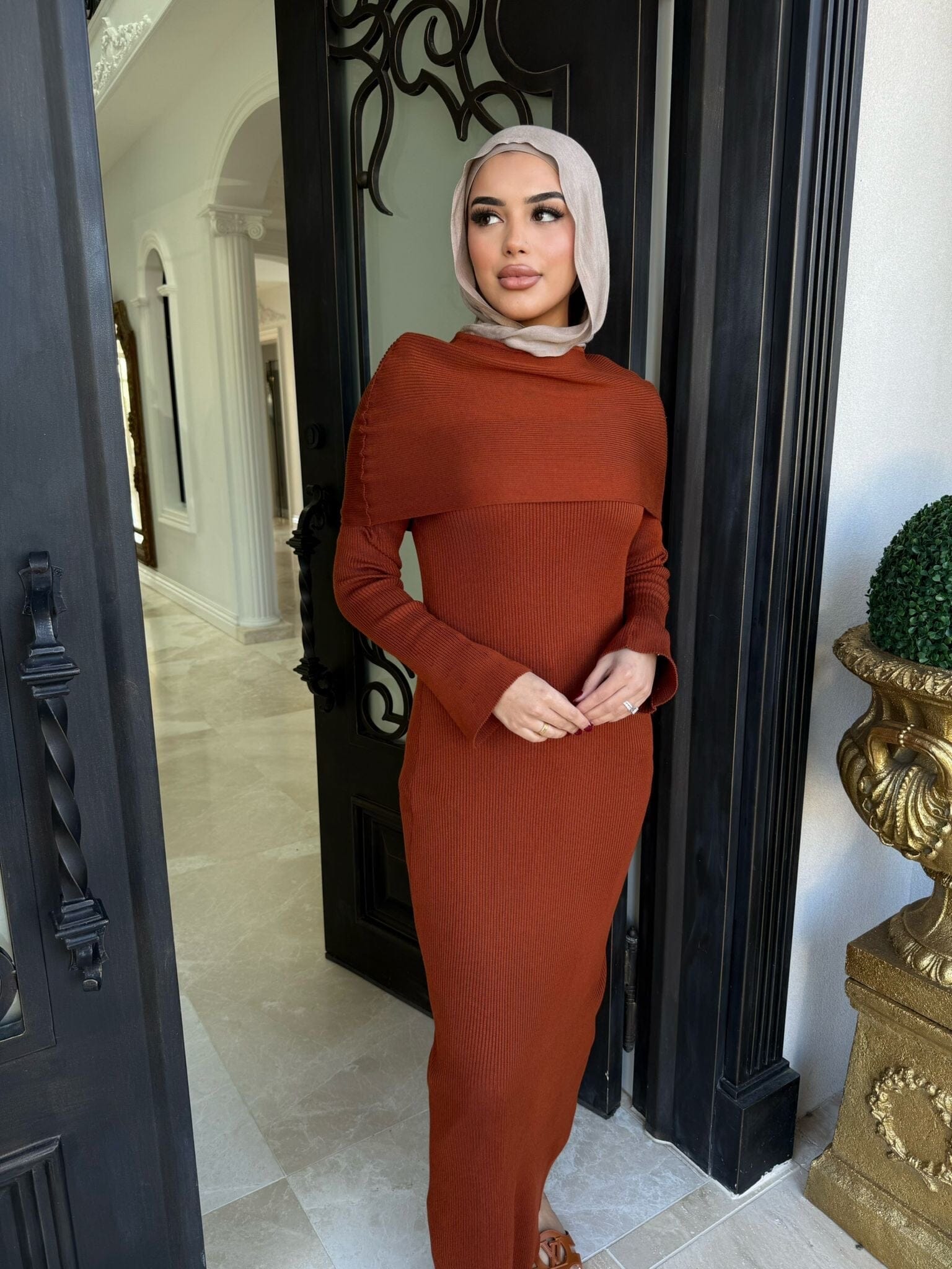 Ribbed Scarf Dress