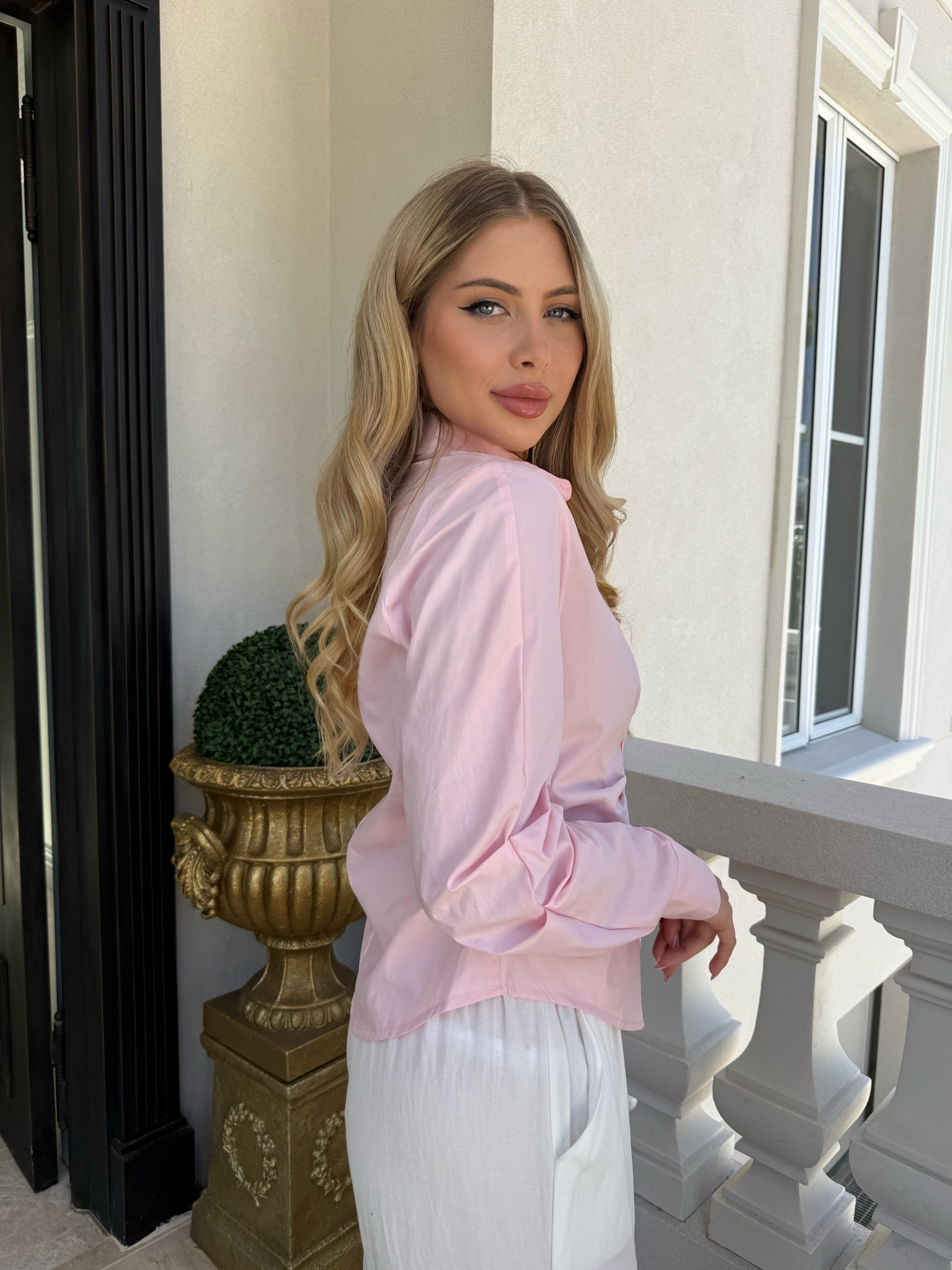 Gathered Button Shirt