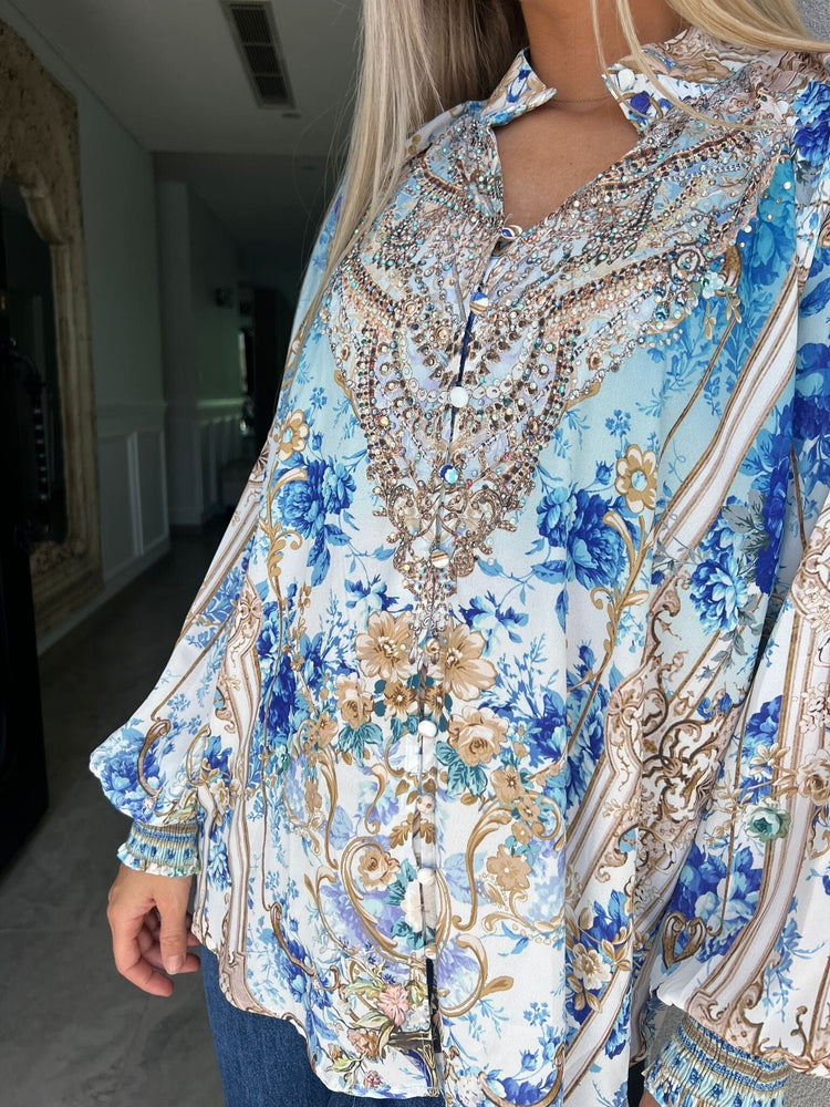 White glam Beaded blouse