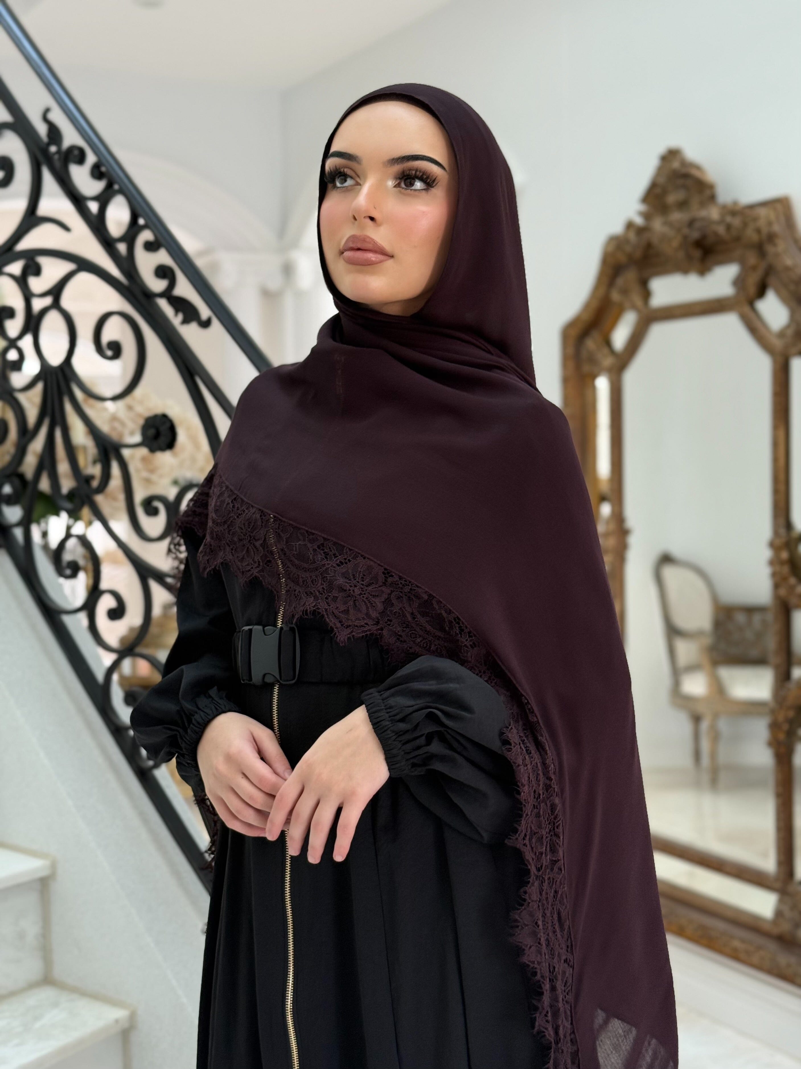 Burgandy Lace Modal Shawl