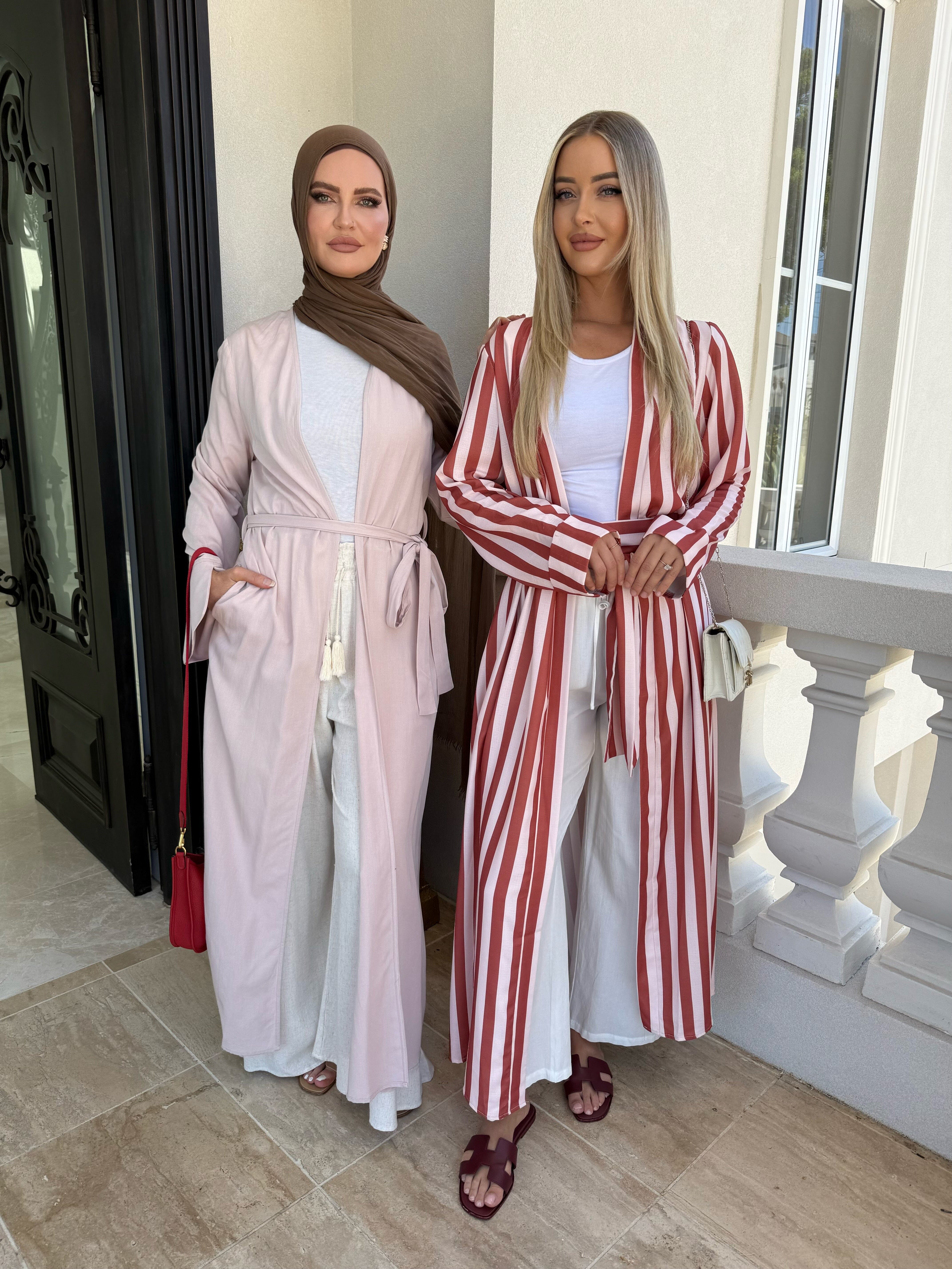 Rose Stripe Abaya