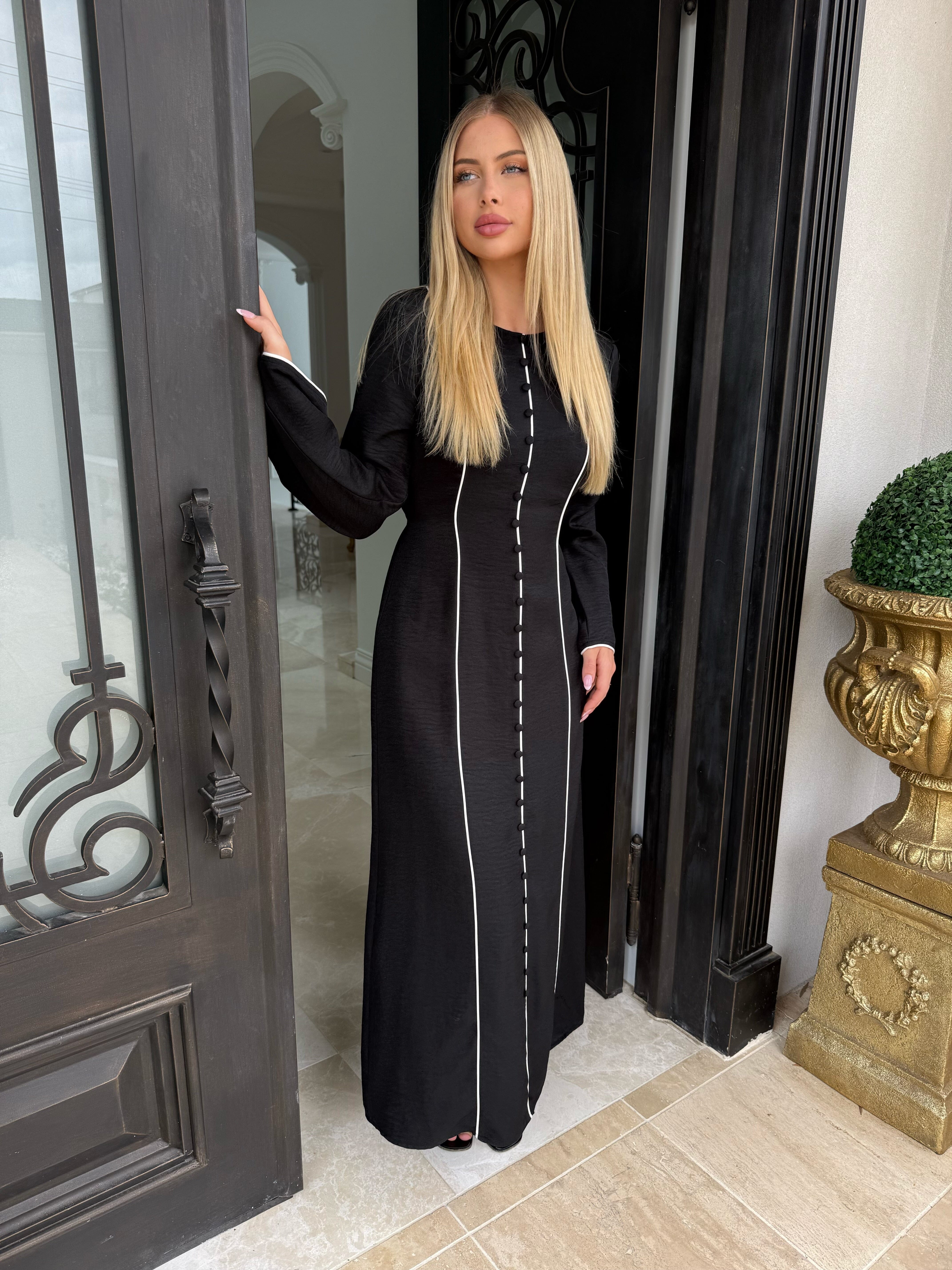Button Trimmed Abaya