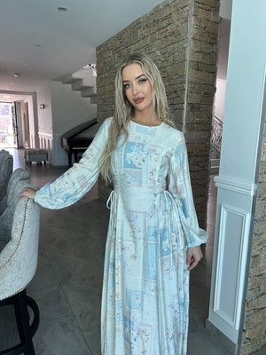 Floral Blue Tie Dress