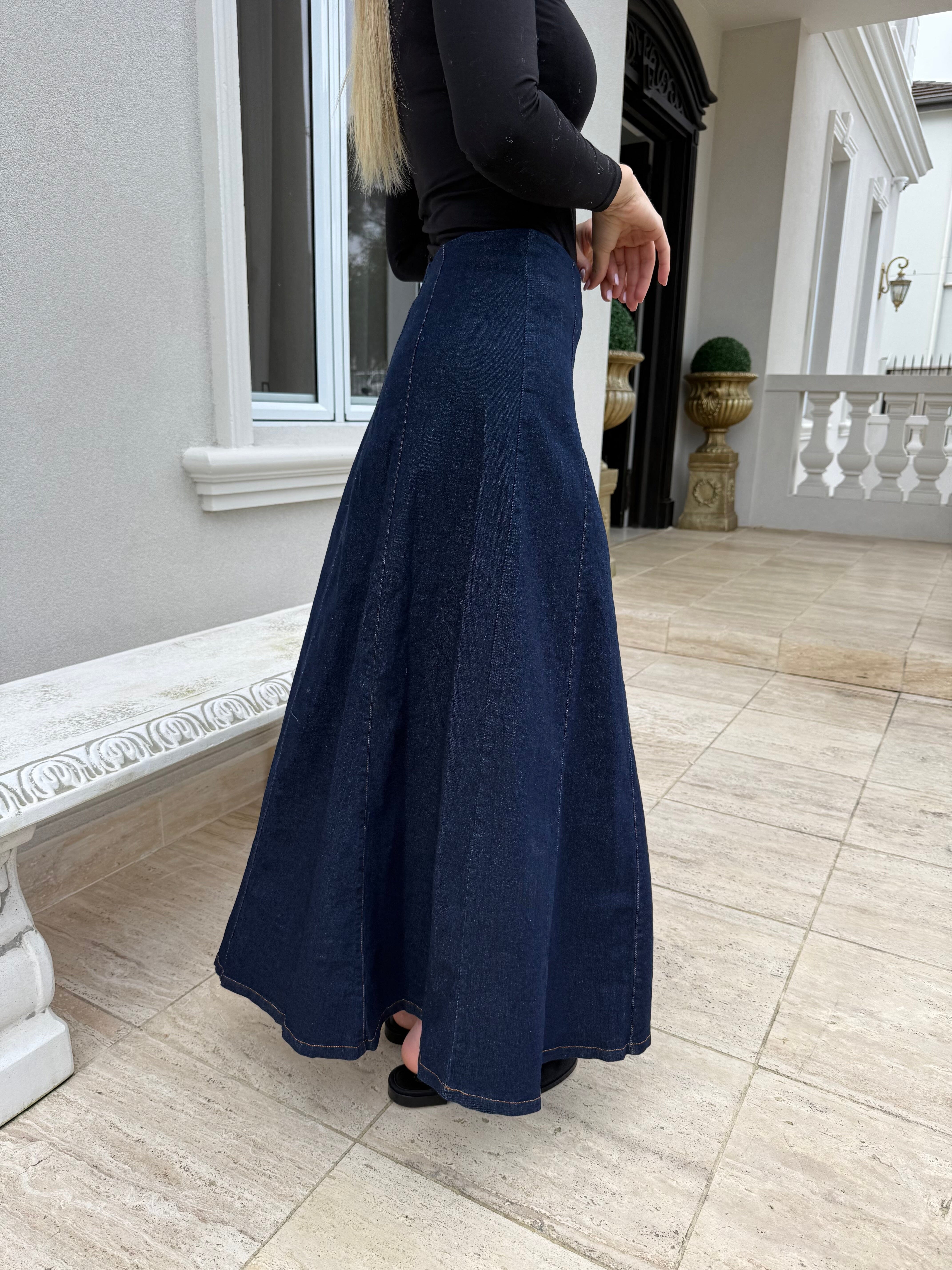 A-Line Pipping Denin Skirt