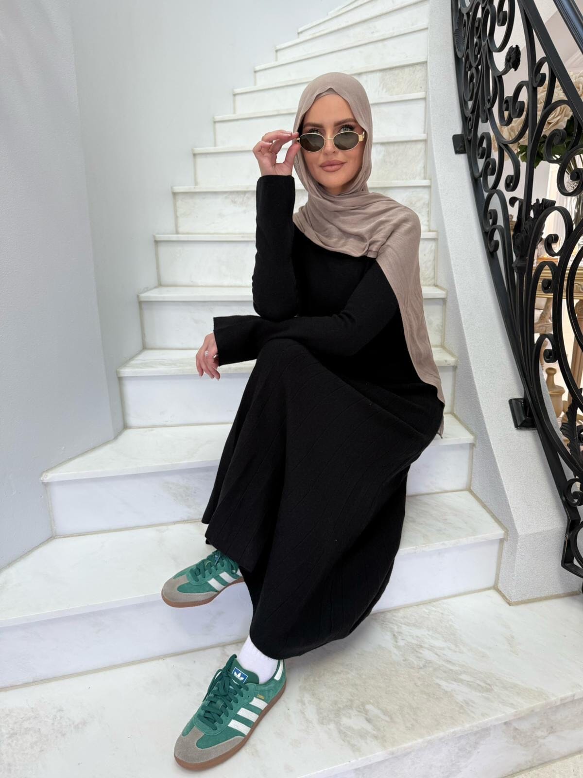 Pleated Knit Dress