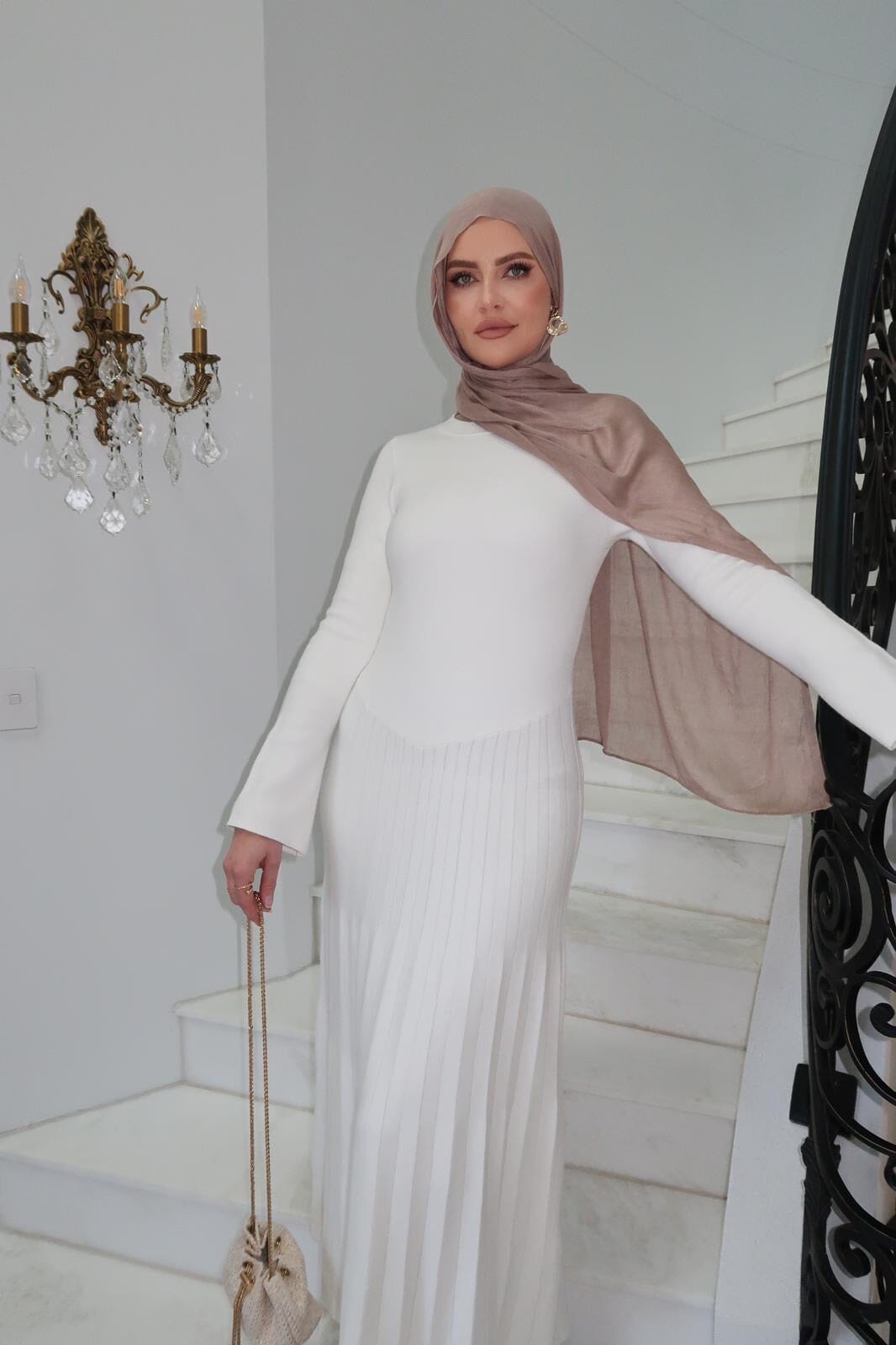 Pleated Knit Dress