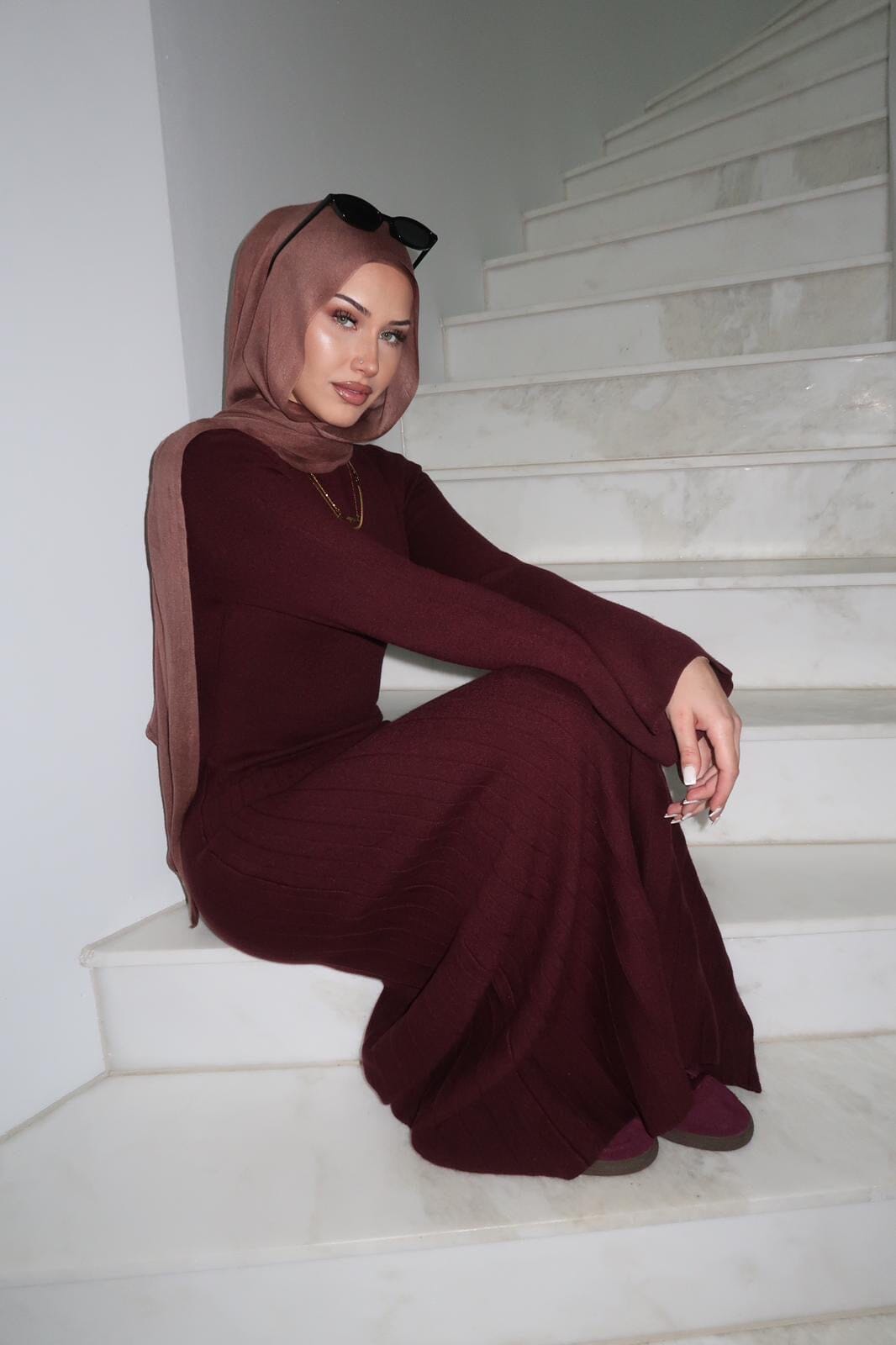 Pleated Knit Dress