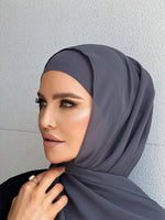 Dark Grey Chiffon Hijab Set