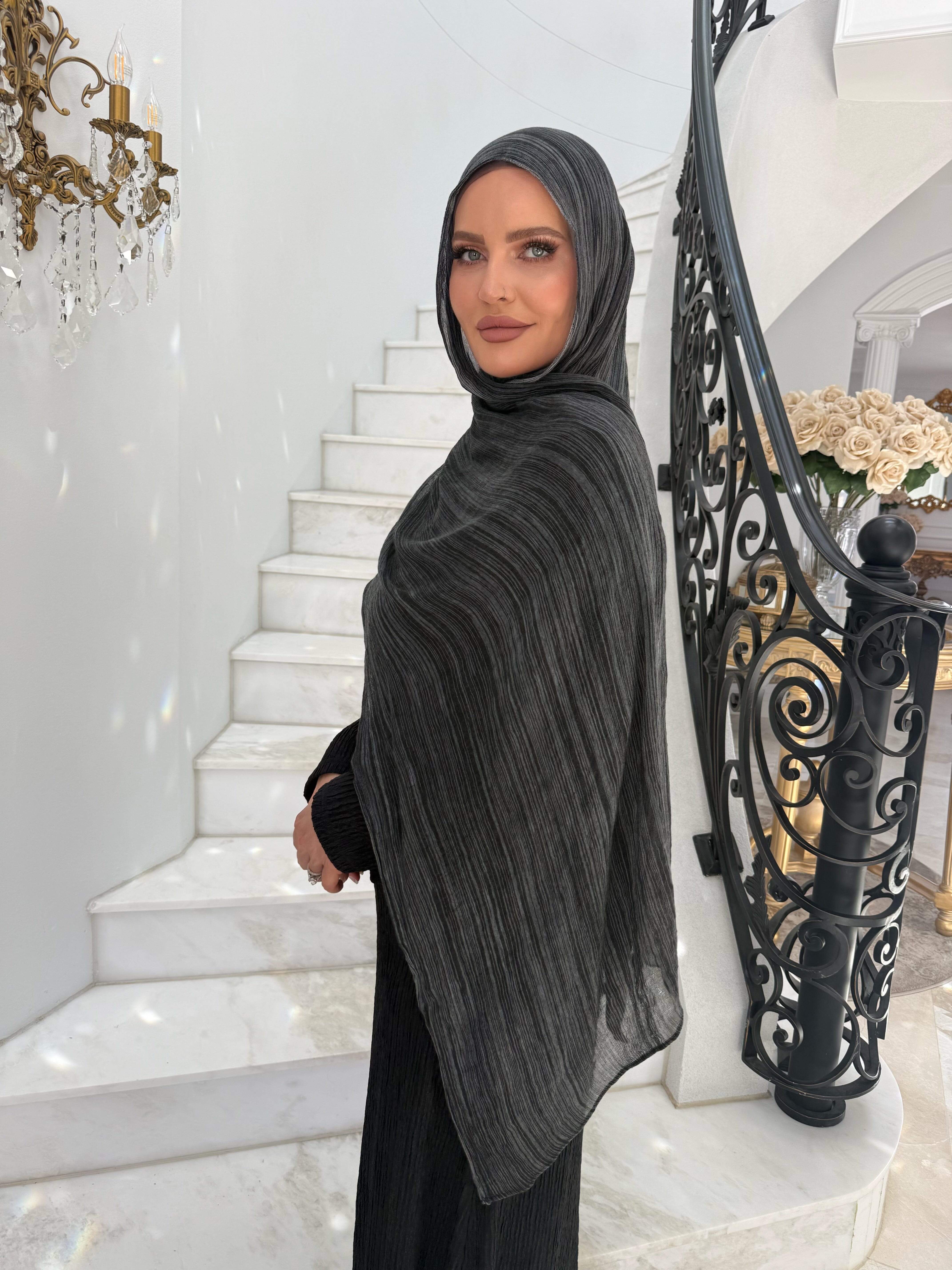 Washed Black Striped Crinkle