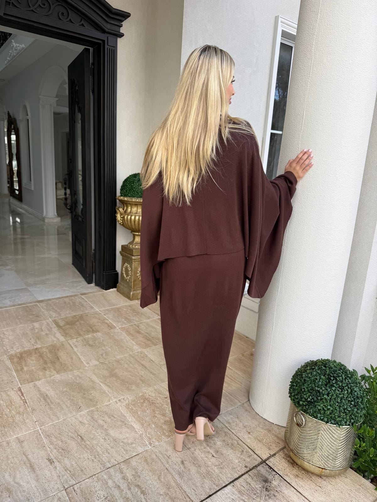 Poncho Knit Dress Set