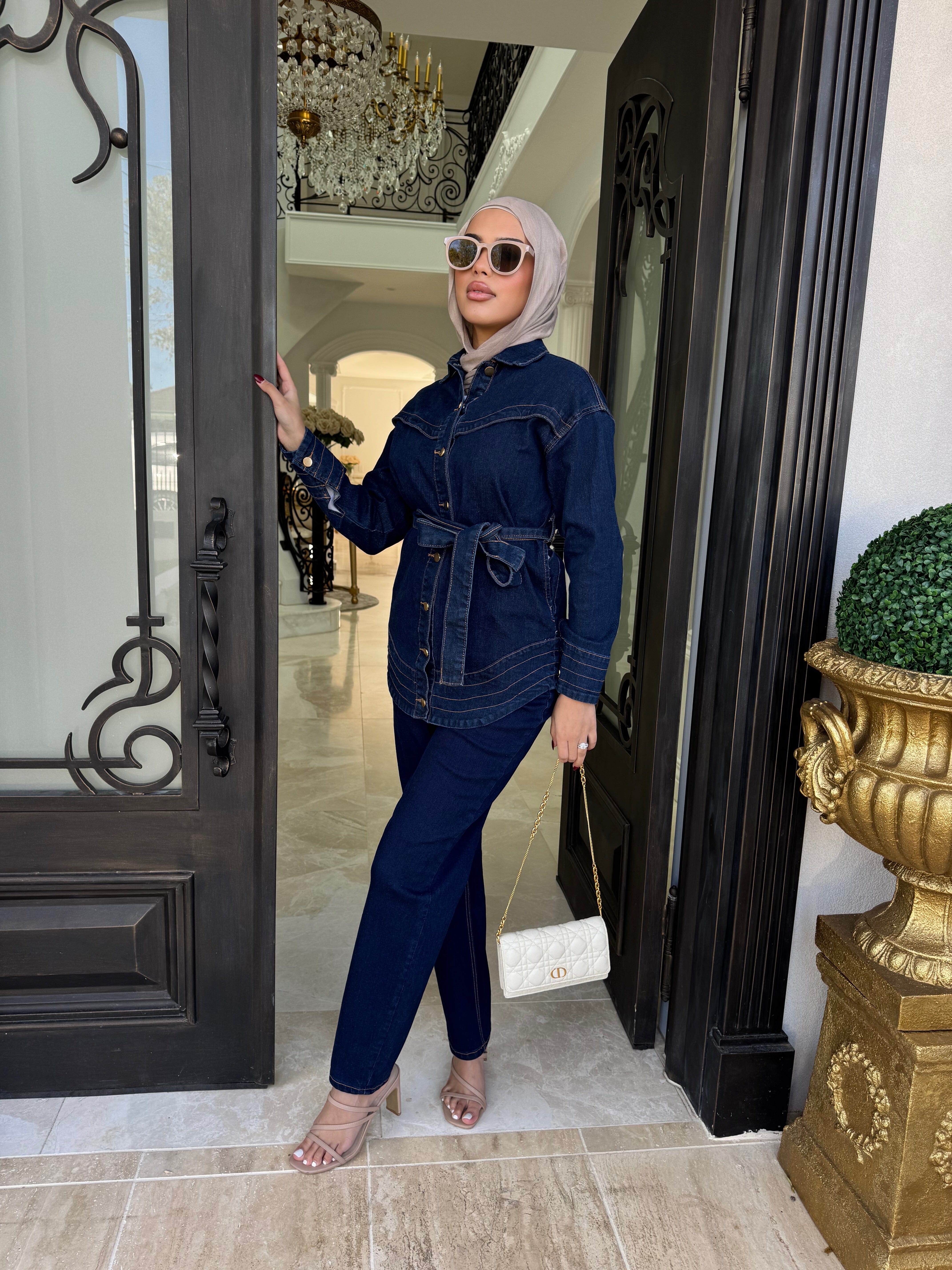 Contrast Denim Set