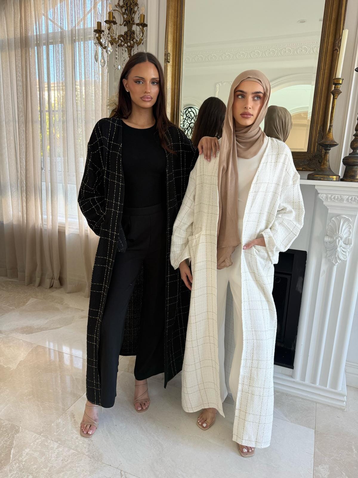 Tweed Pocket Open Abaya