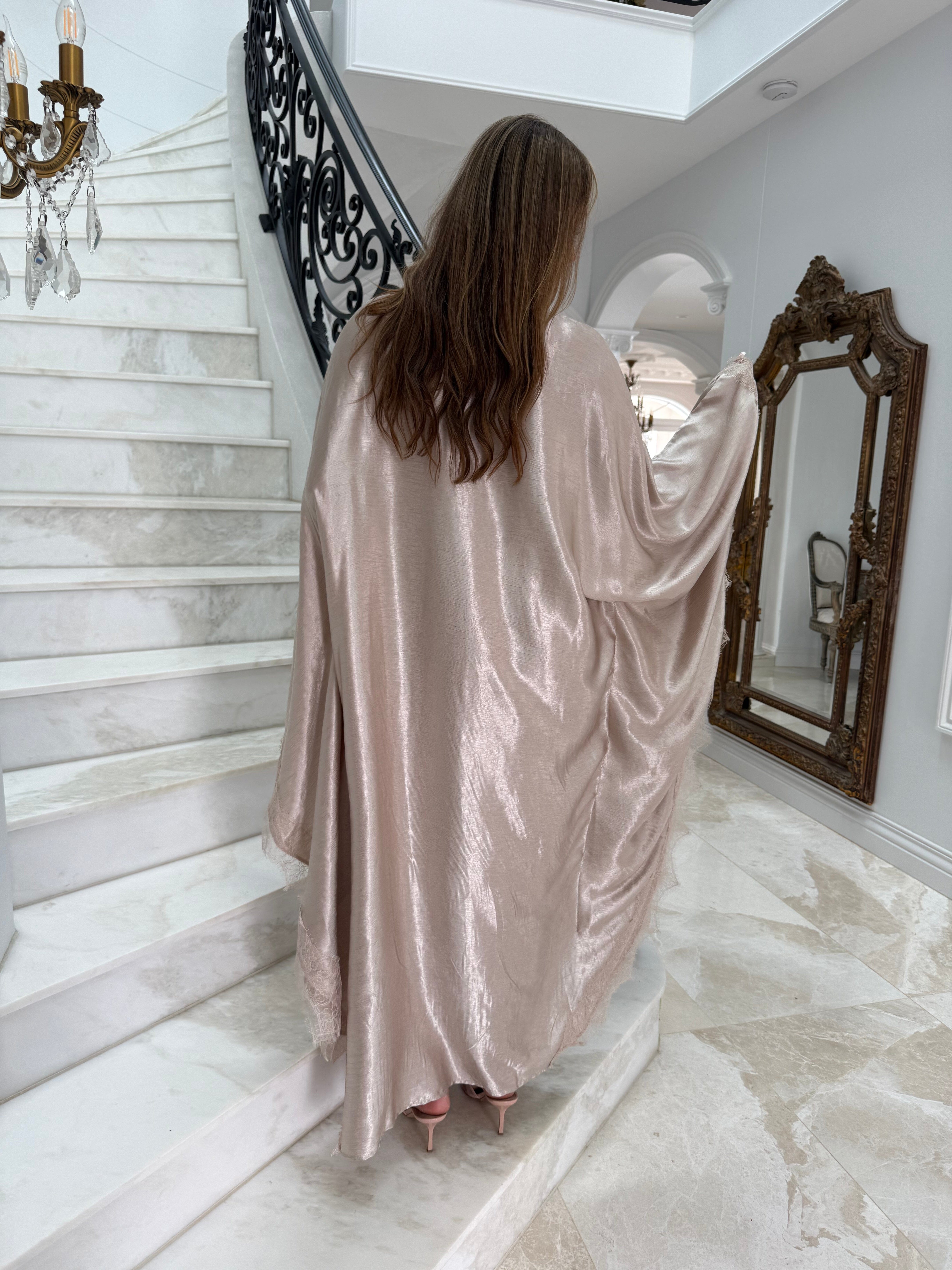 Lace Satin Batwing Abaya