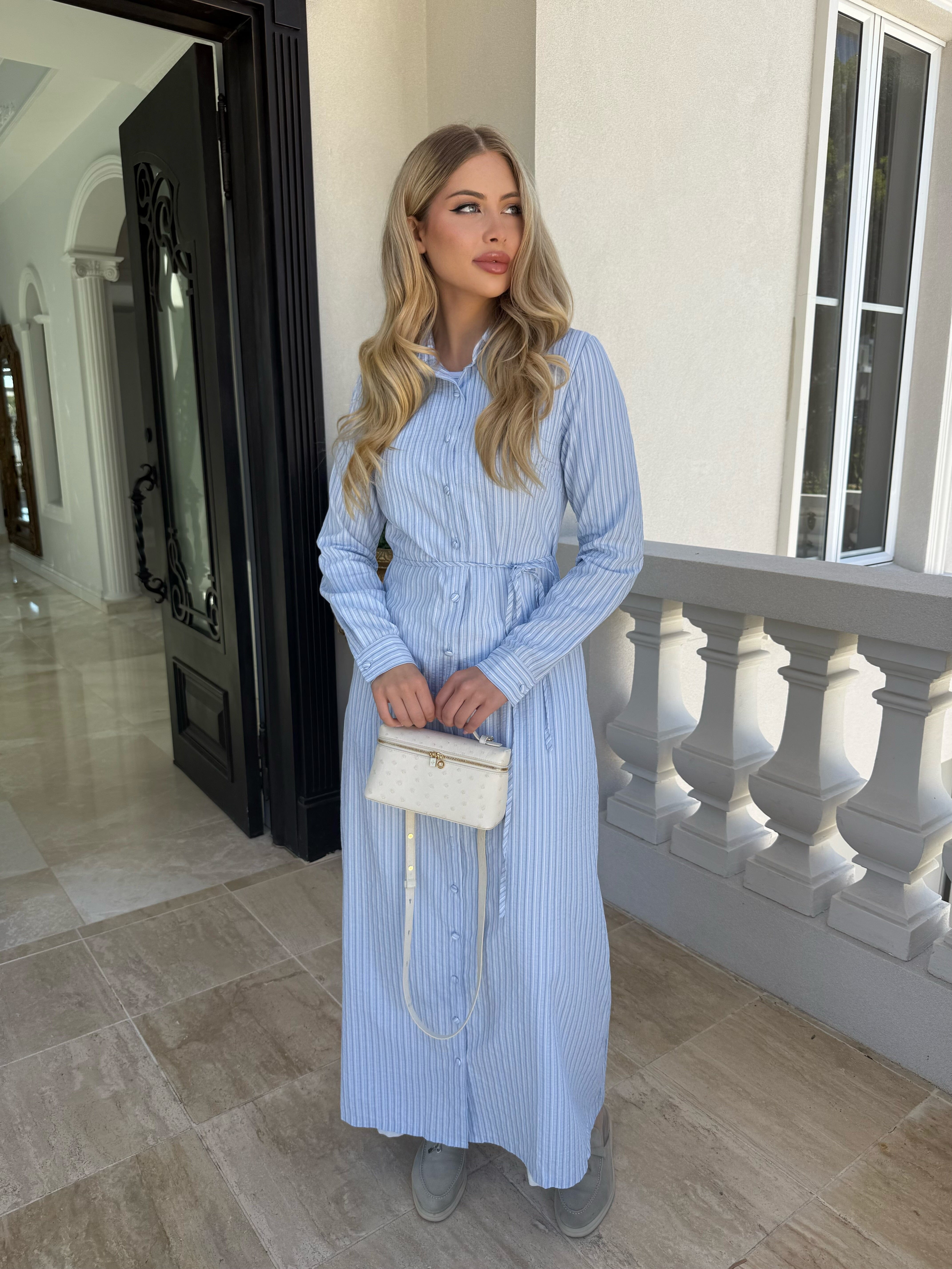 Maxi Stripe Dress/ Caridgan