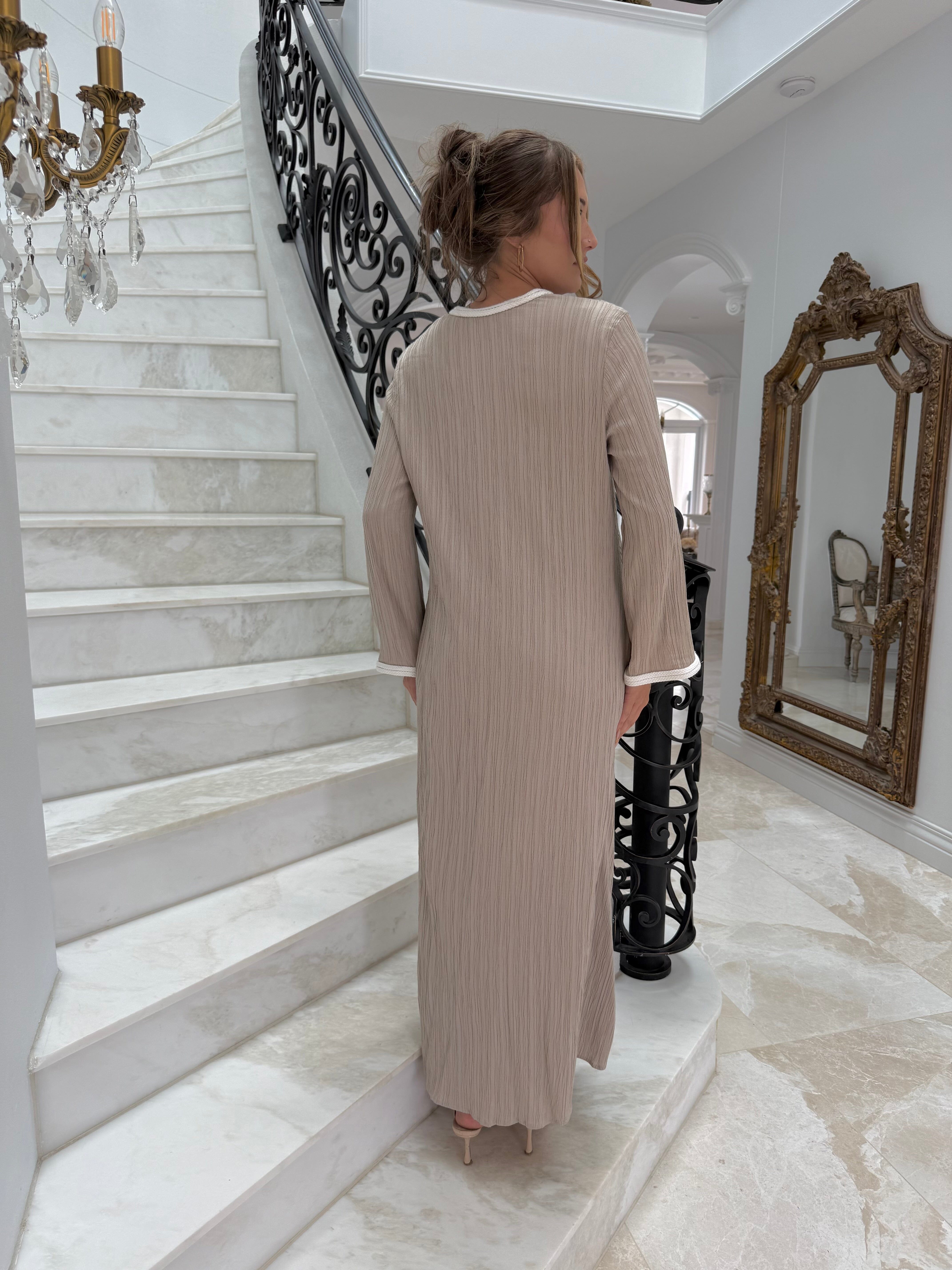 Trimmed Crinkle Abaya