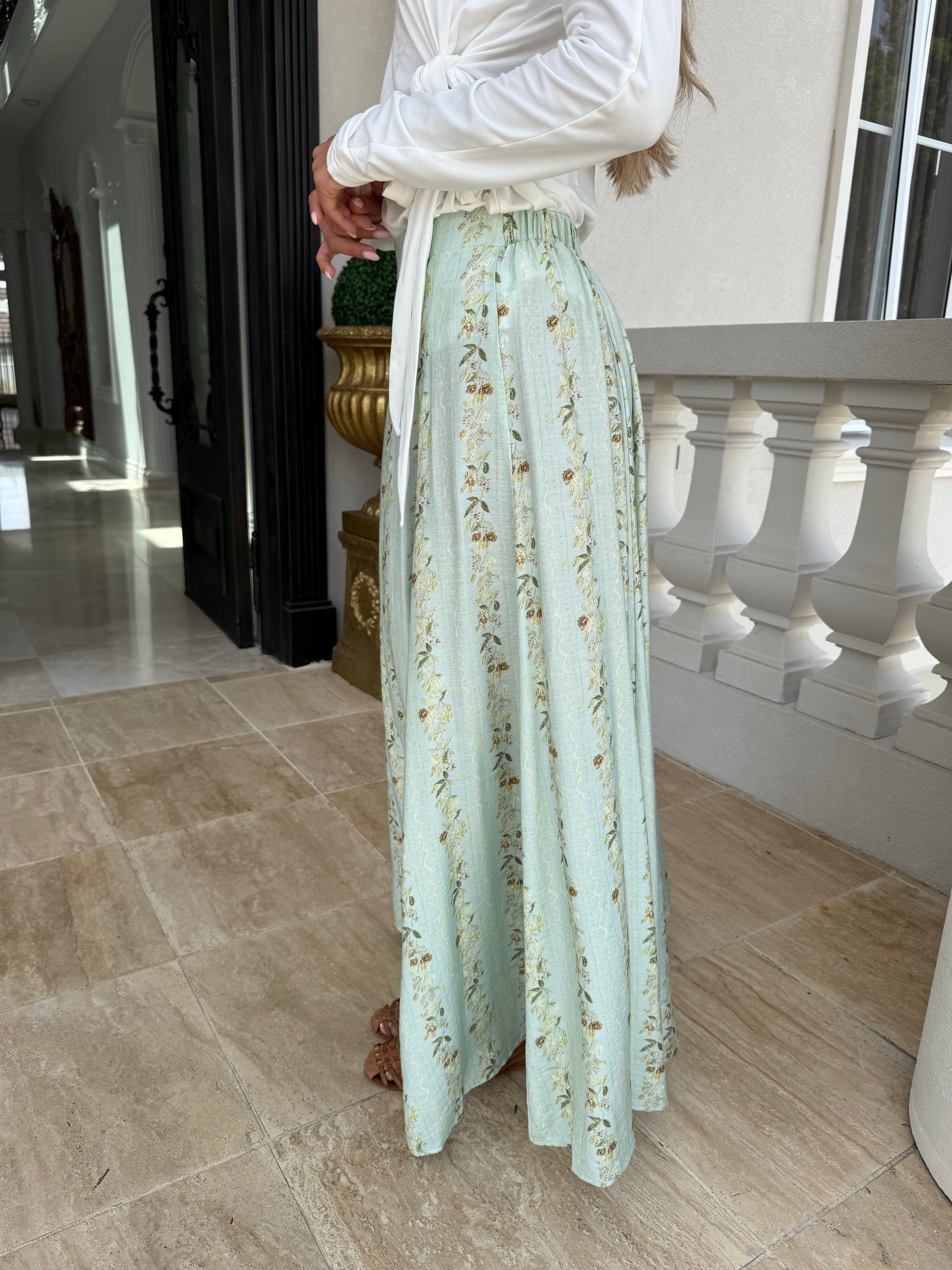 Mint Floral Skirt