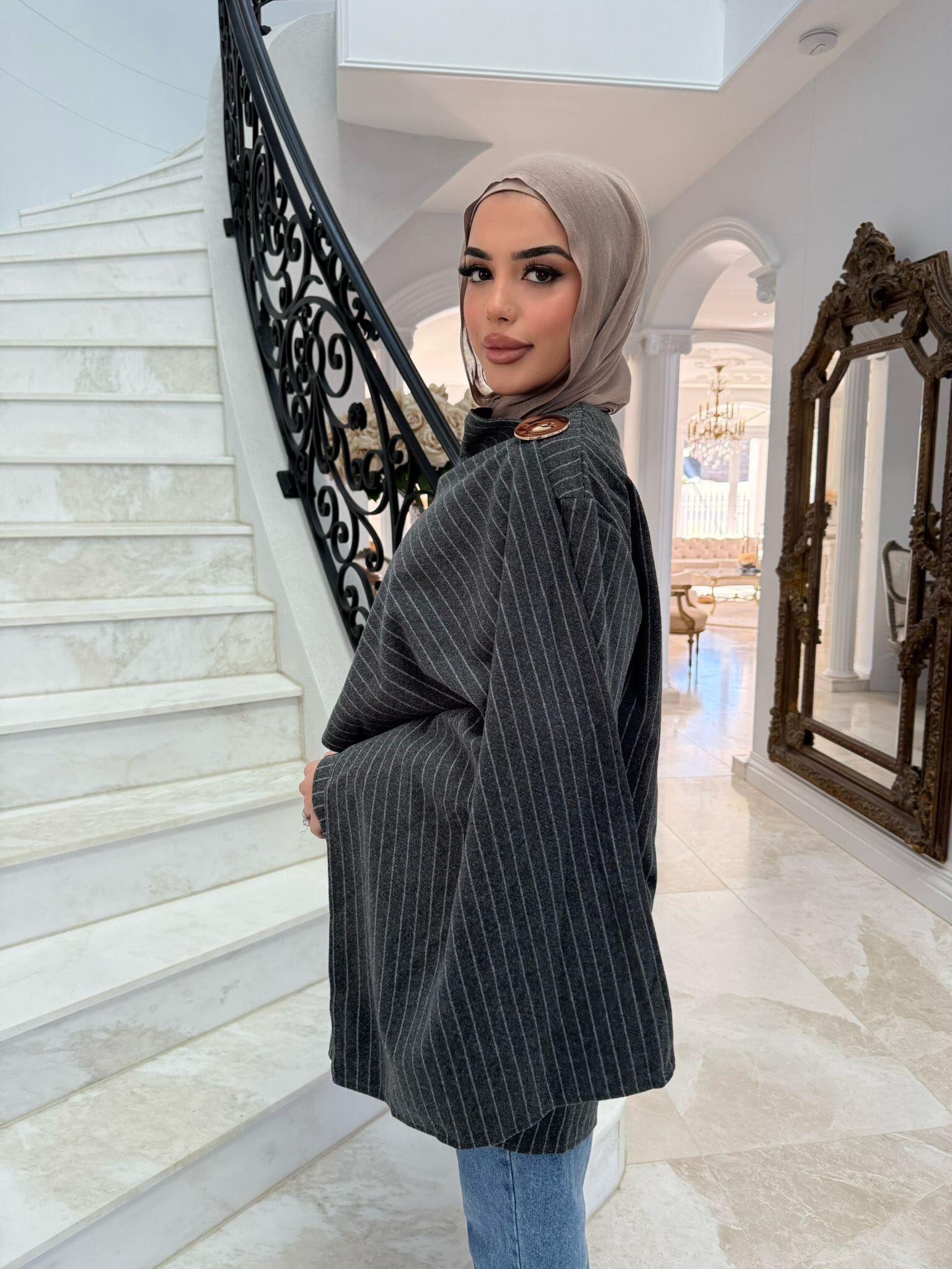 Stripe Shawl Coat
