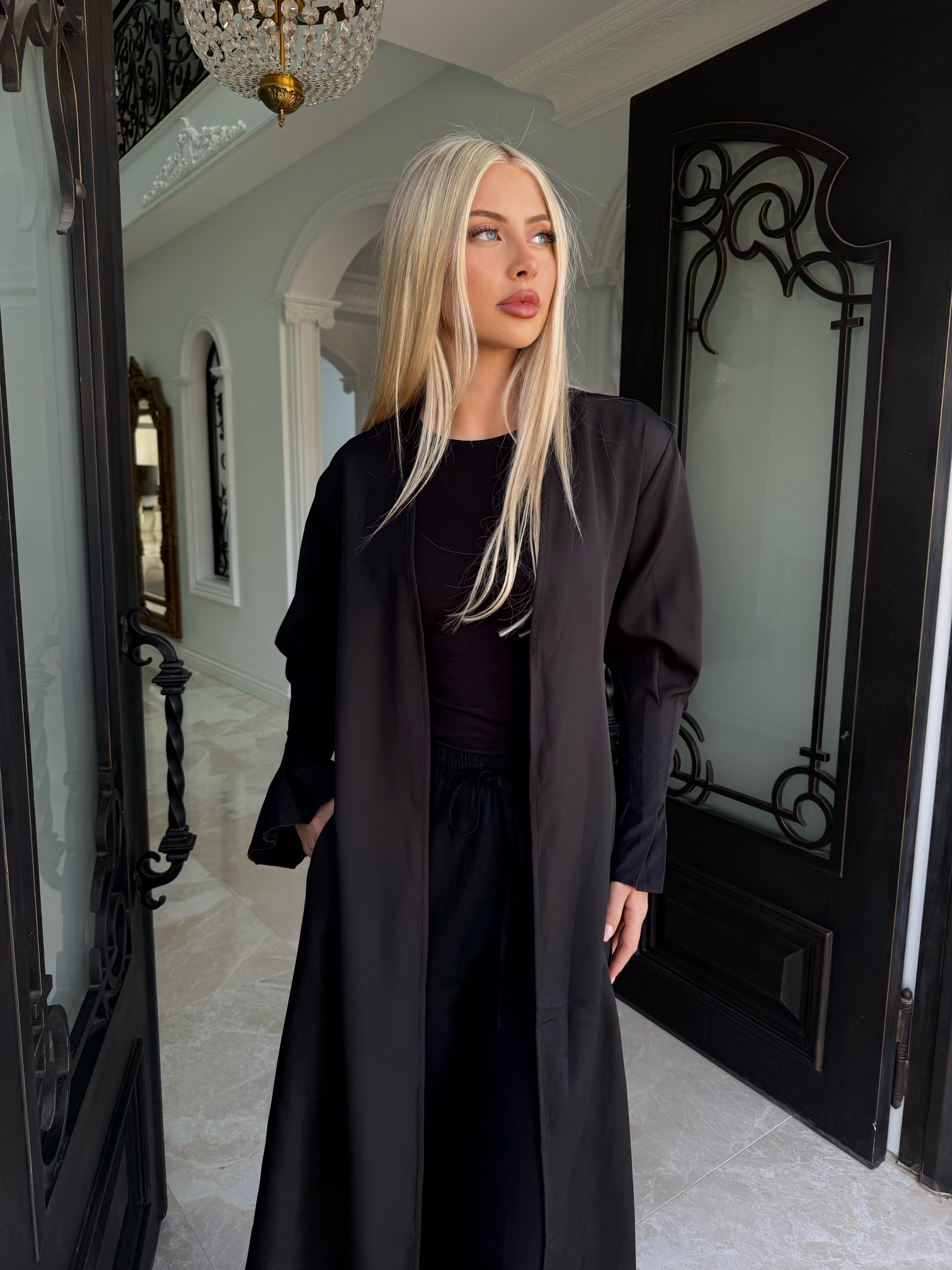 Pleated Open Abaya