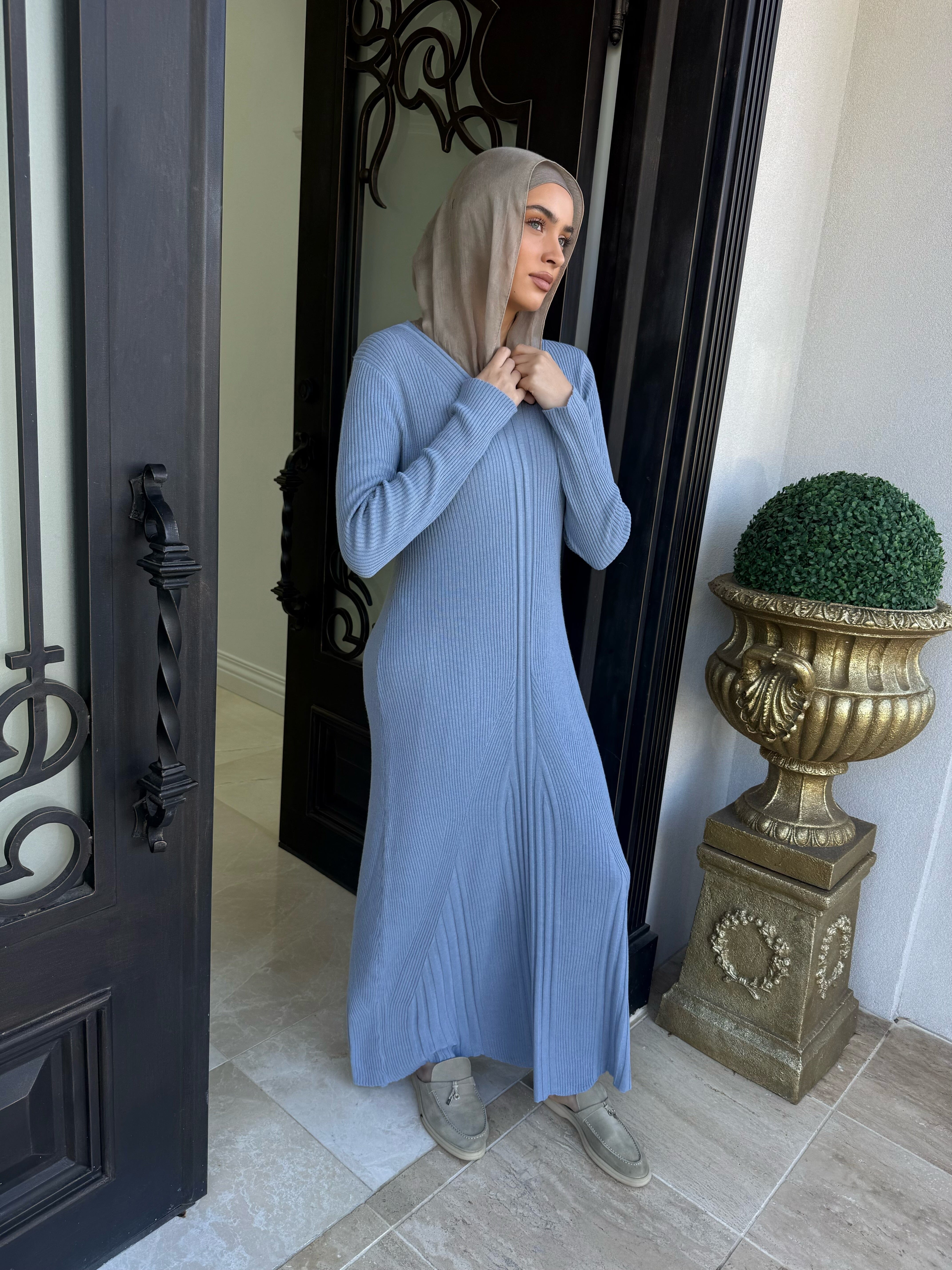Ribbed Knit Abaya Set