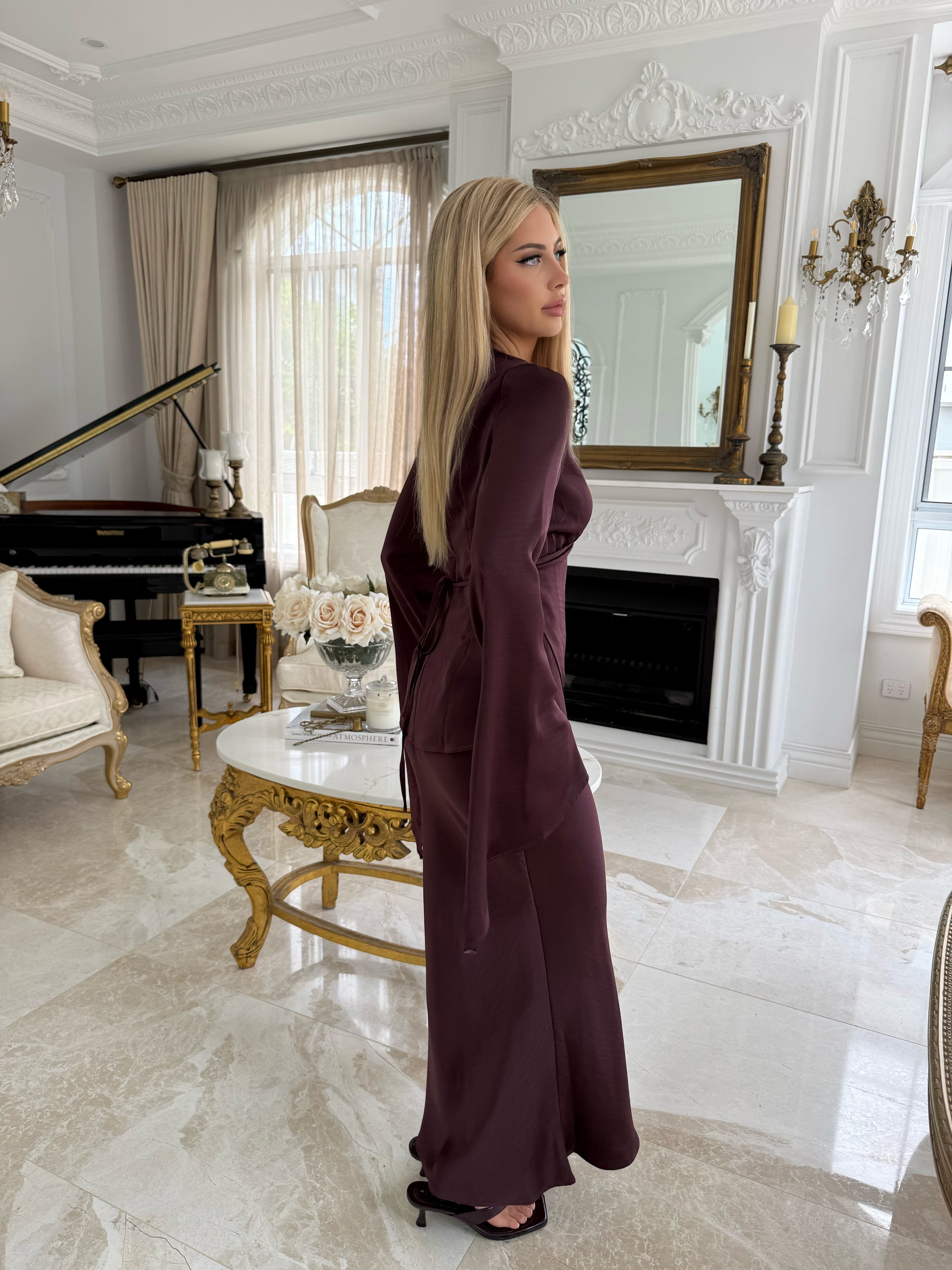 Layali Satin Bell Sleeve Set