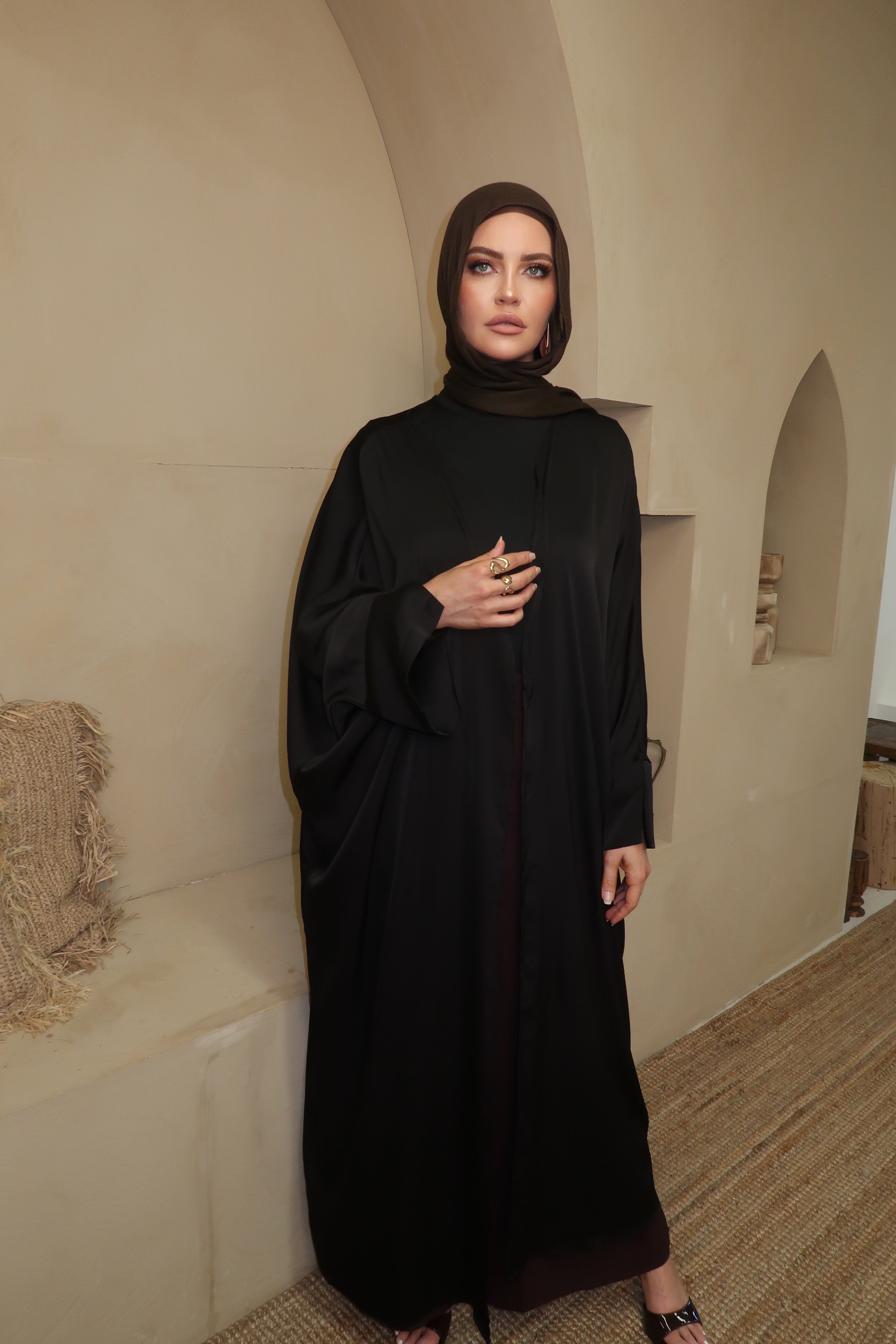 Layali Satin Open Abaya