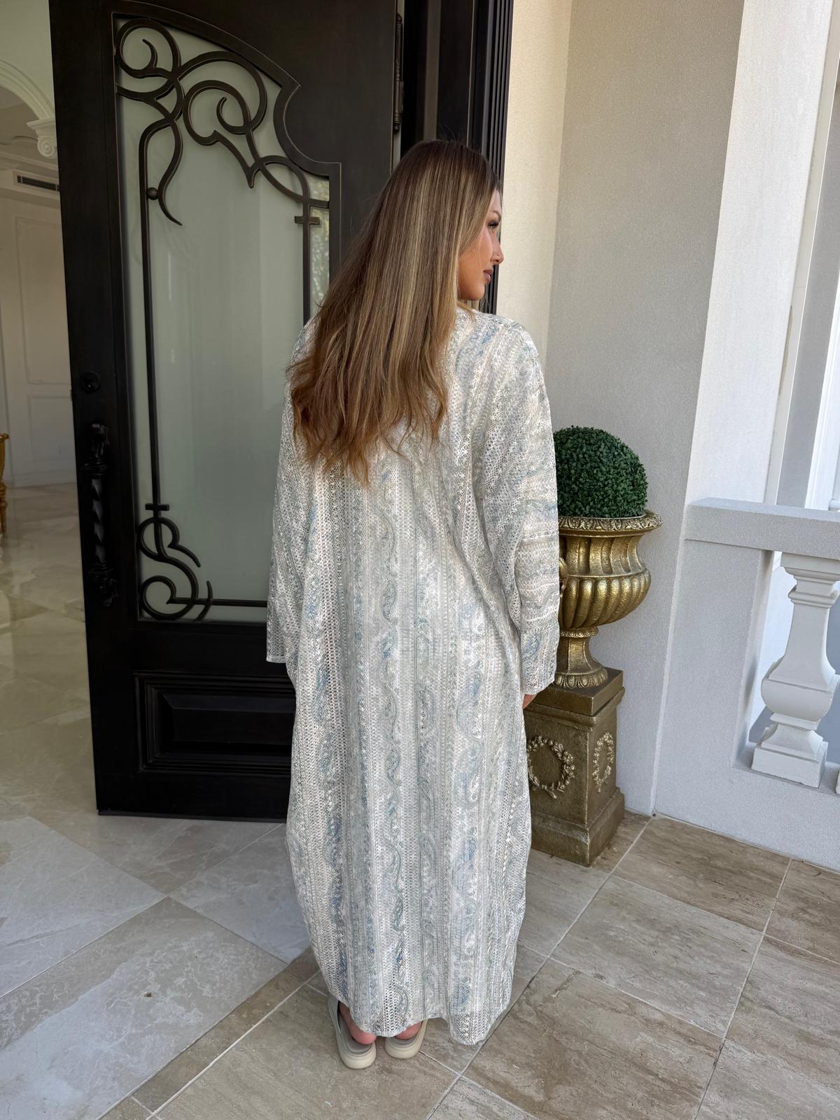 Mint Floral Crochet Kimono