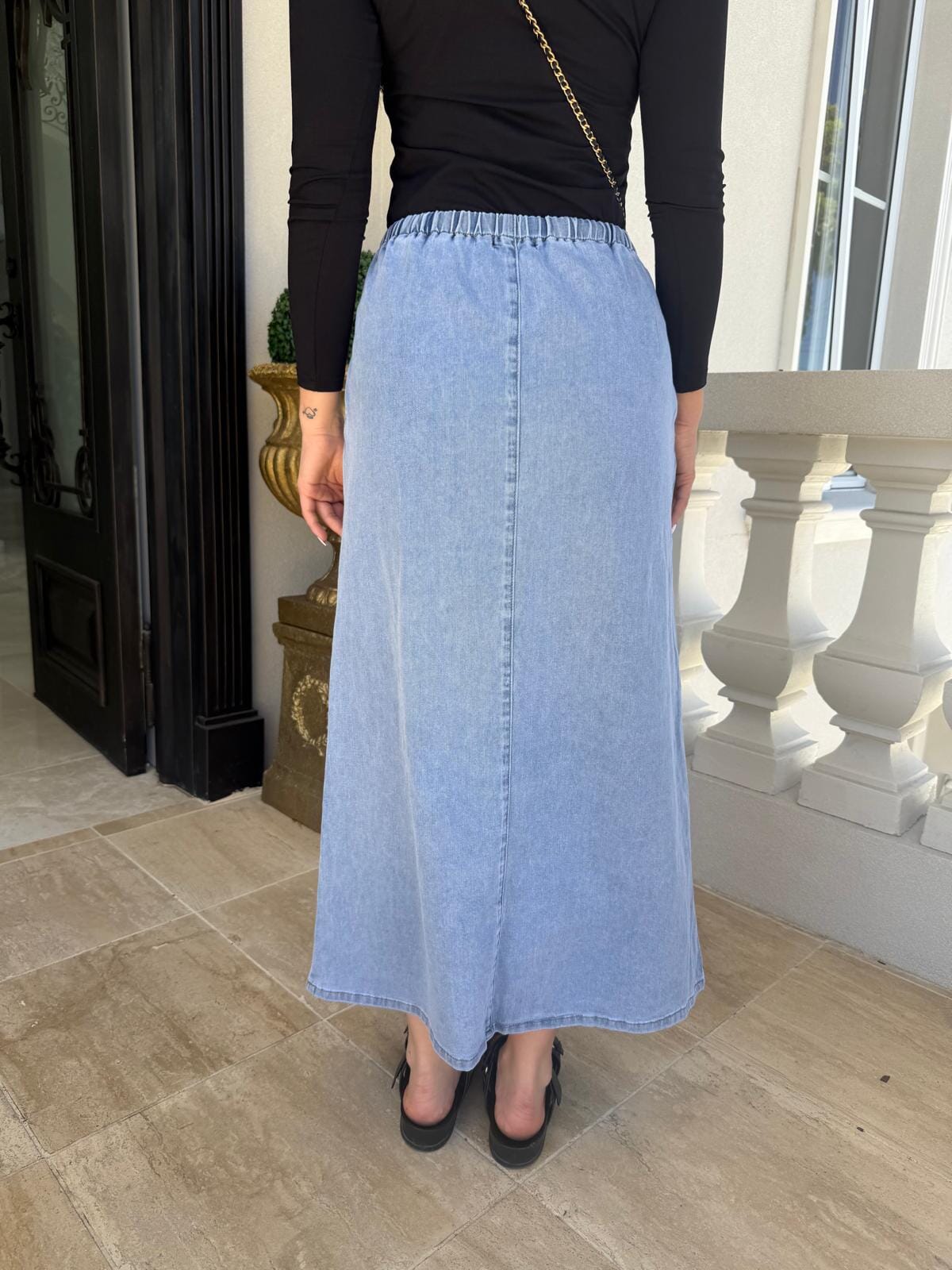 Elastic Denim Skirt