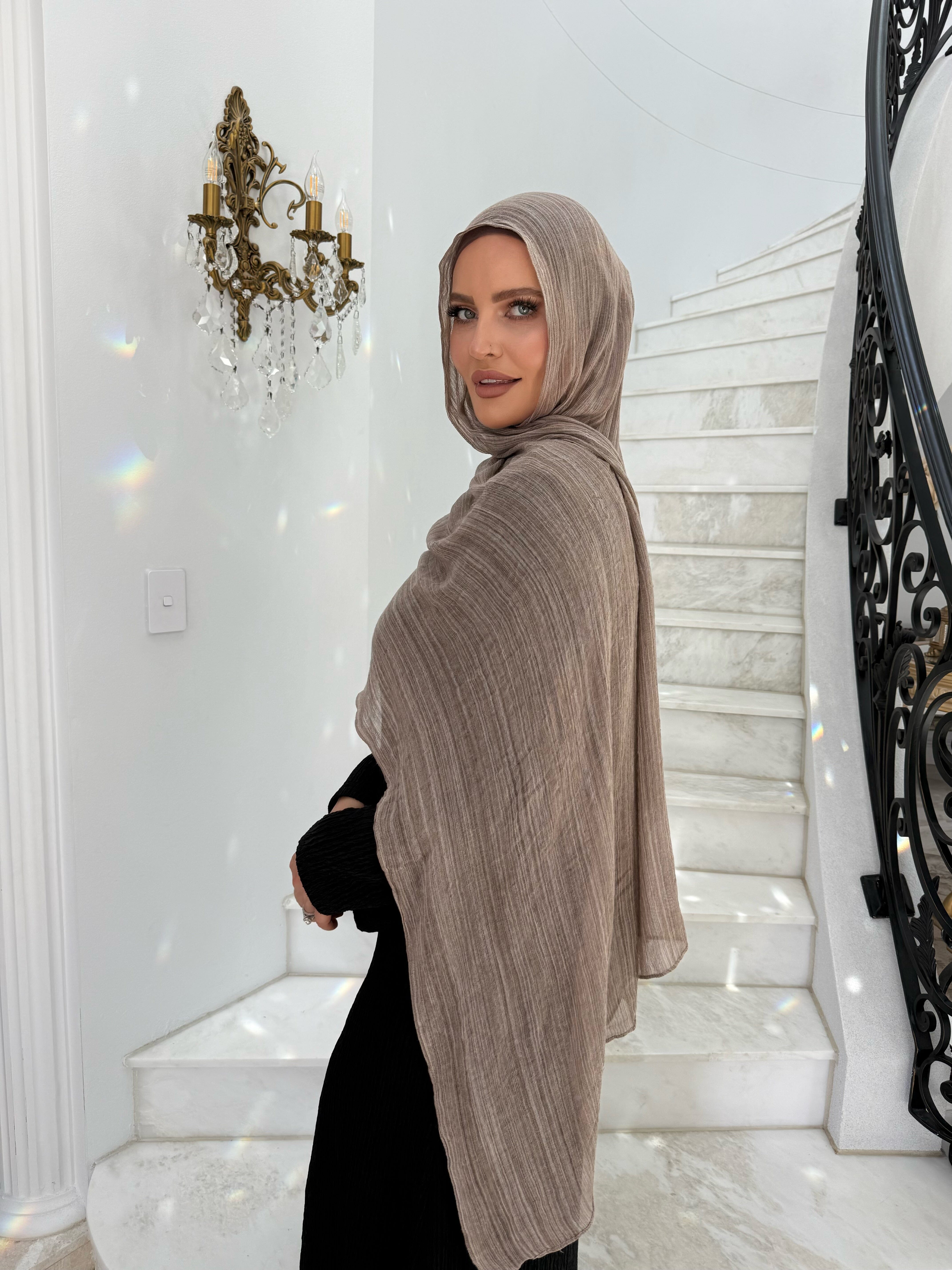 Taupe Stripe Crinkle