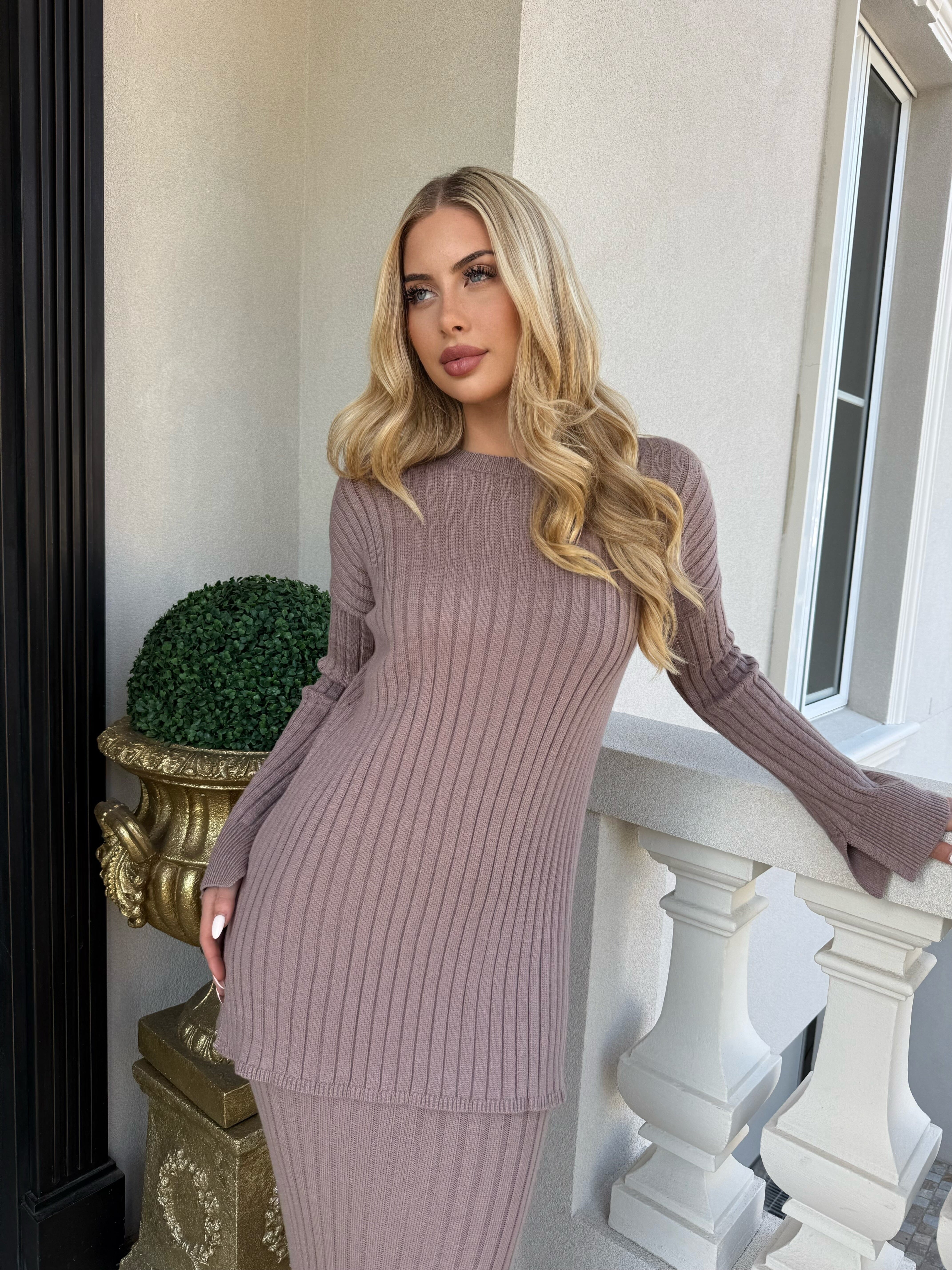 Ribbed Skirt Set
