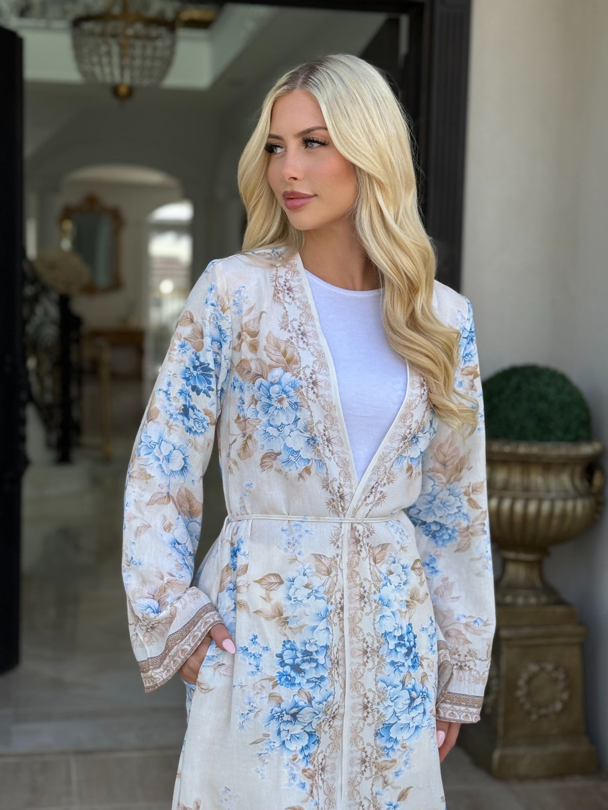 Blossom Blue Open Abaya