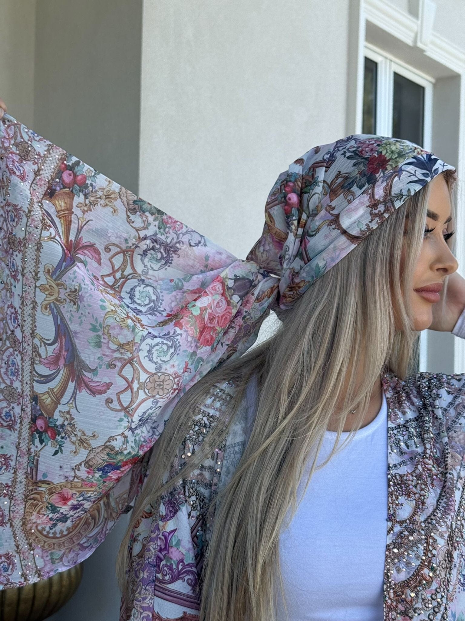 Pink Beaded Shawl
